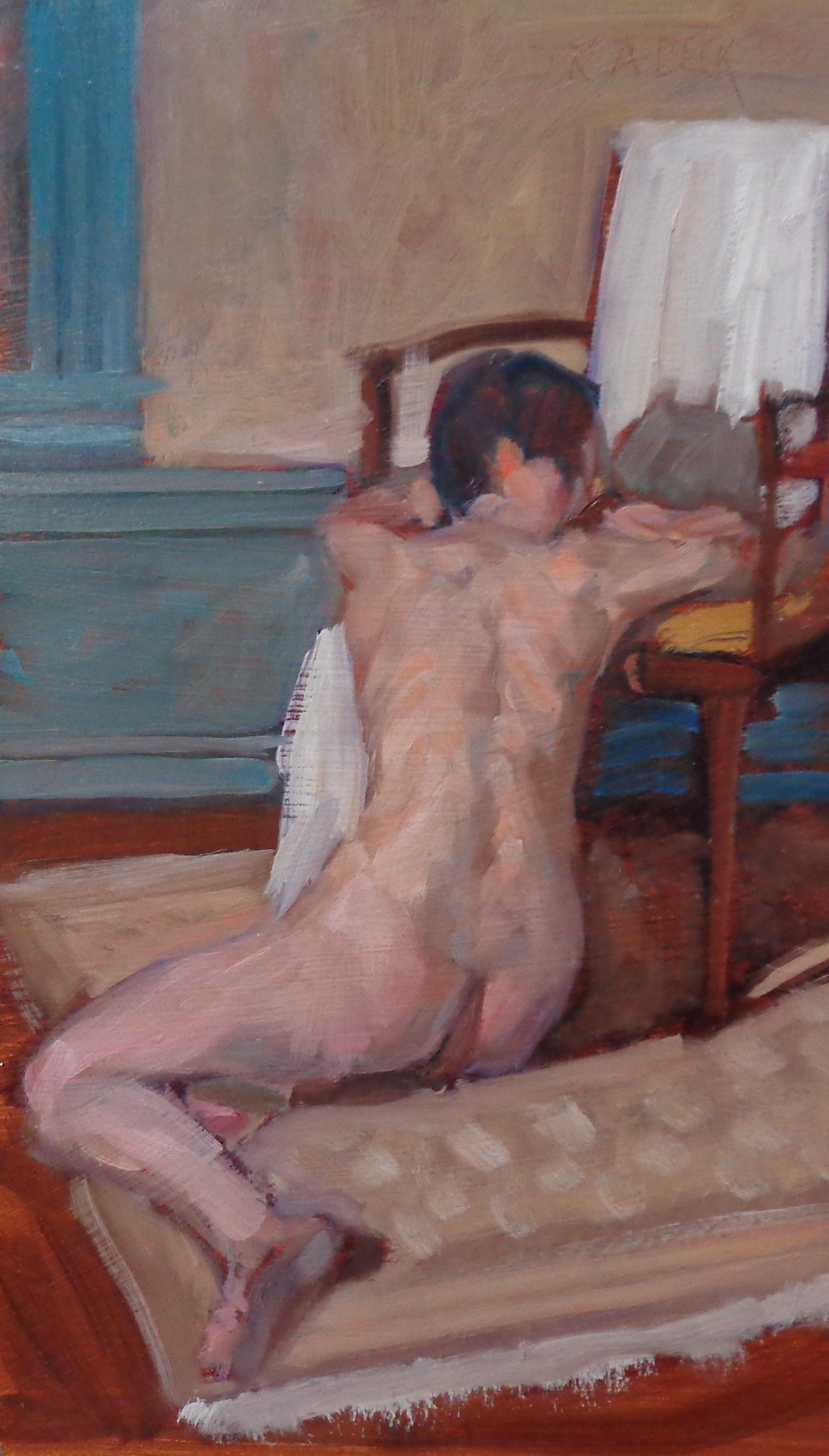 Peinture contemporaine traditionnelle d'une figure féminine par Robert Beck NJ en vente 2