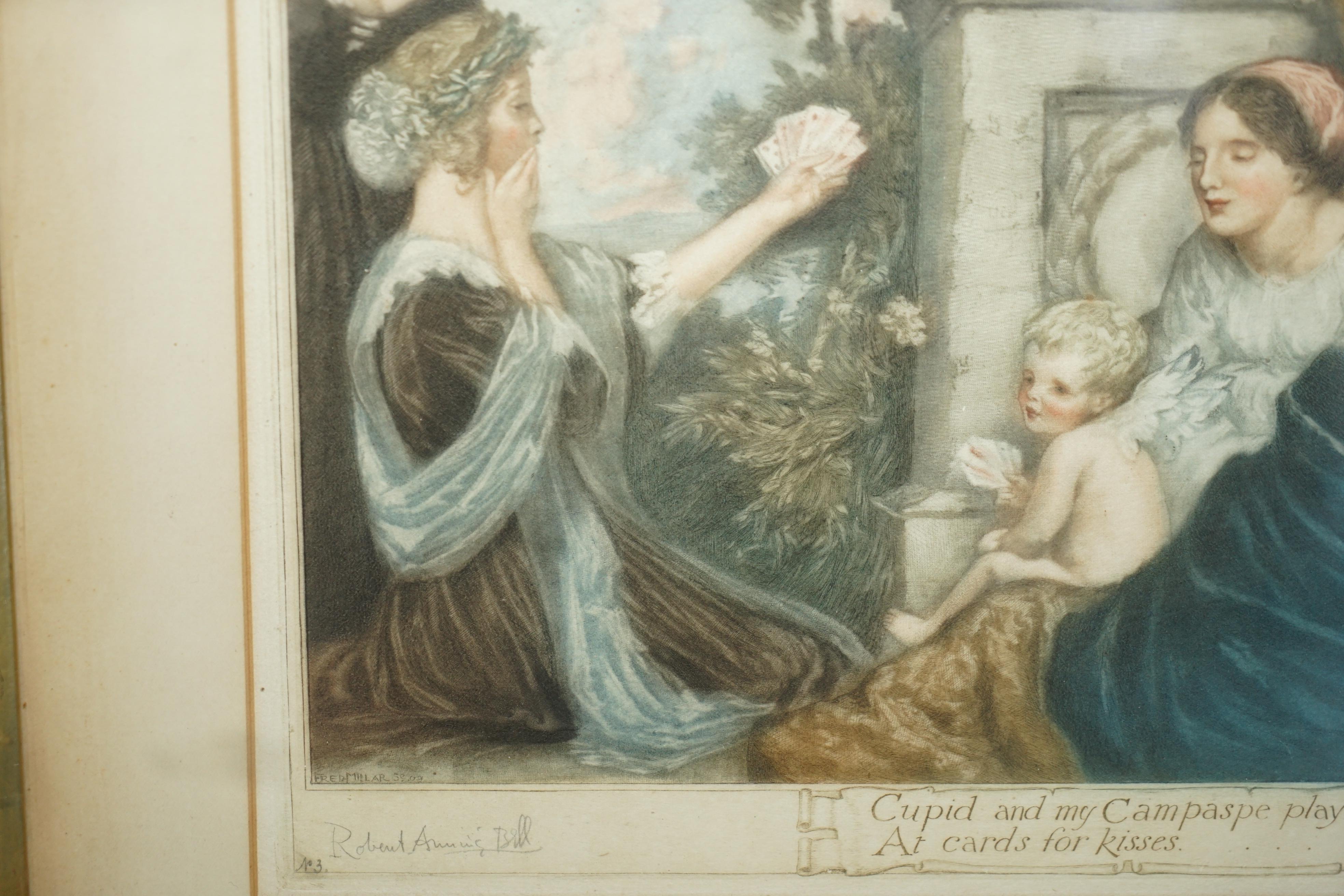Robert Bell Fred Millar - « Cupidon et mes cartes de jeu de campagne » imprimées à l'aquarelle en vente 5