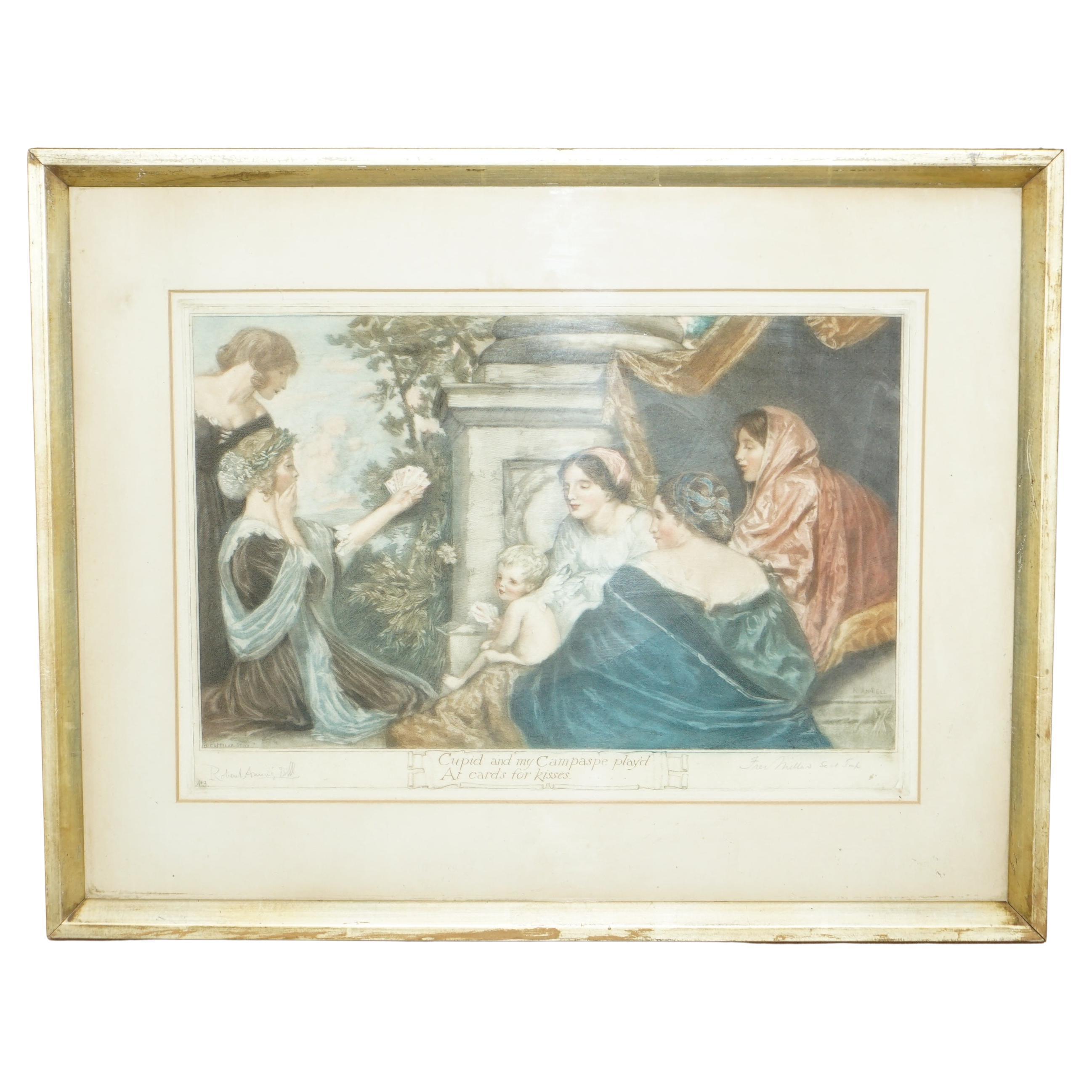Robert Bell Fred Millar - « Cupidon et mes cartes de jeu de campagne » imprimées à l'aquarelle en vente