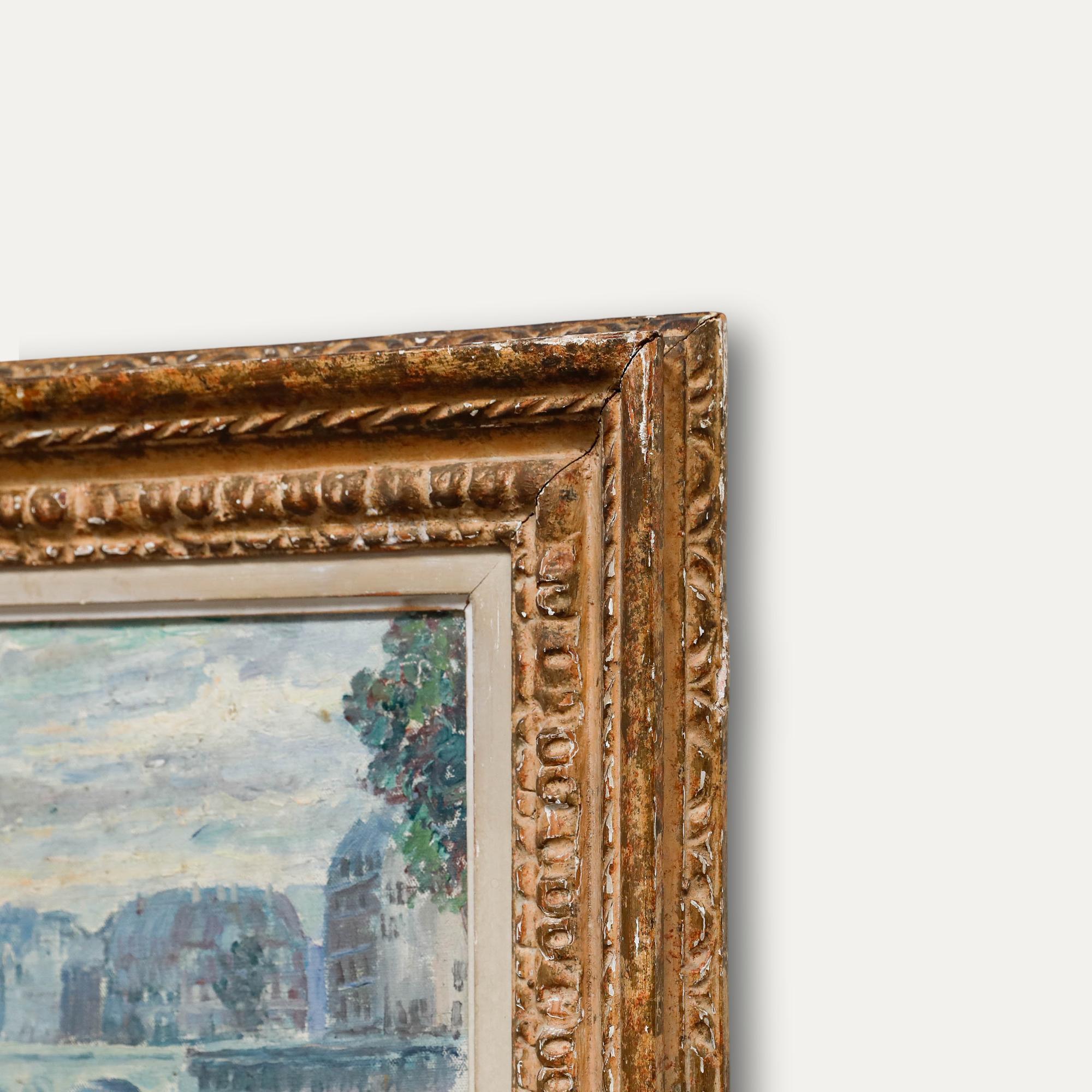 Robert Benard (1908-1996) - Mid 20th Century Oil, A Bridge, Saint Michel, Paris For Sale 4