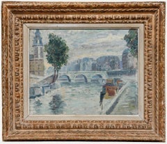 Robert Benard (1908-1996) - Mid 20th Century Oil, A Bridge, Saint Michel, Paris