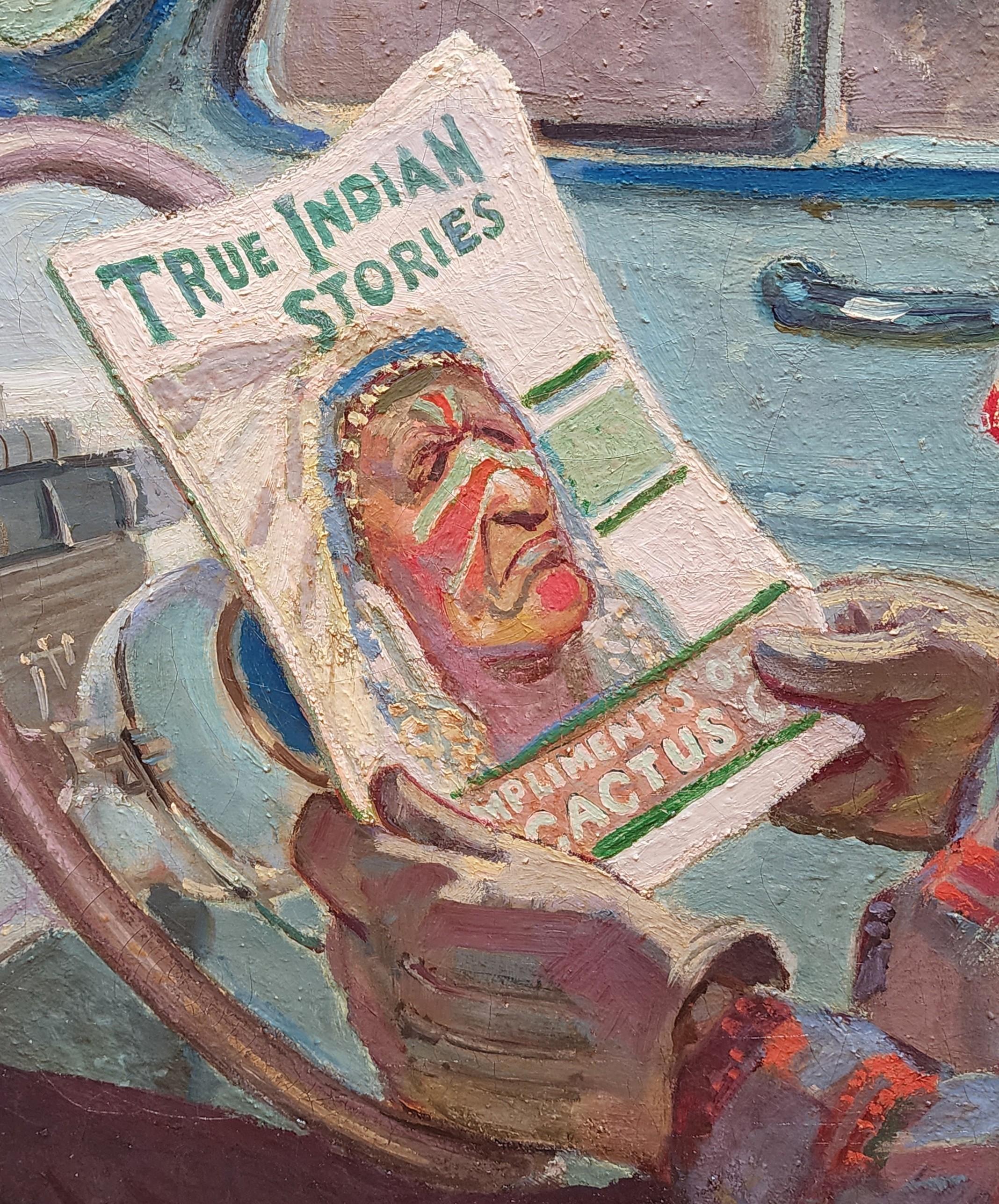 Historias verdaderas de indios, Motor Magazine 1939, Saturday Evening Post, Native American - Landscape Painting Marrón de Robert Bernard Robinson