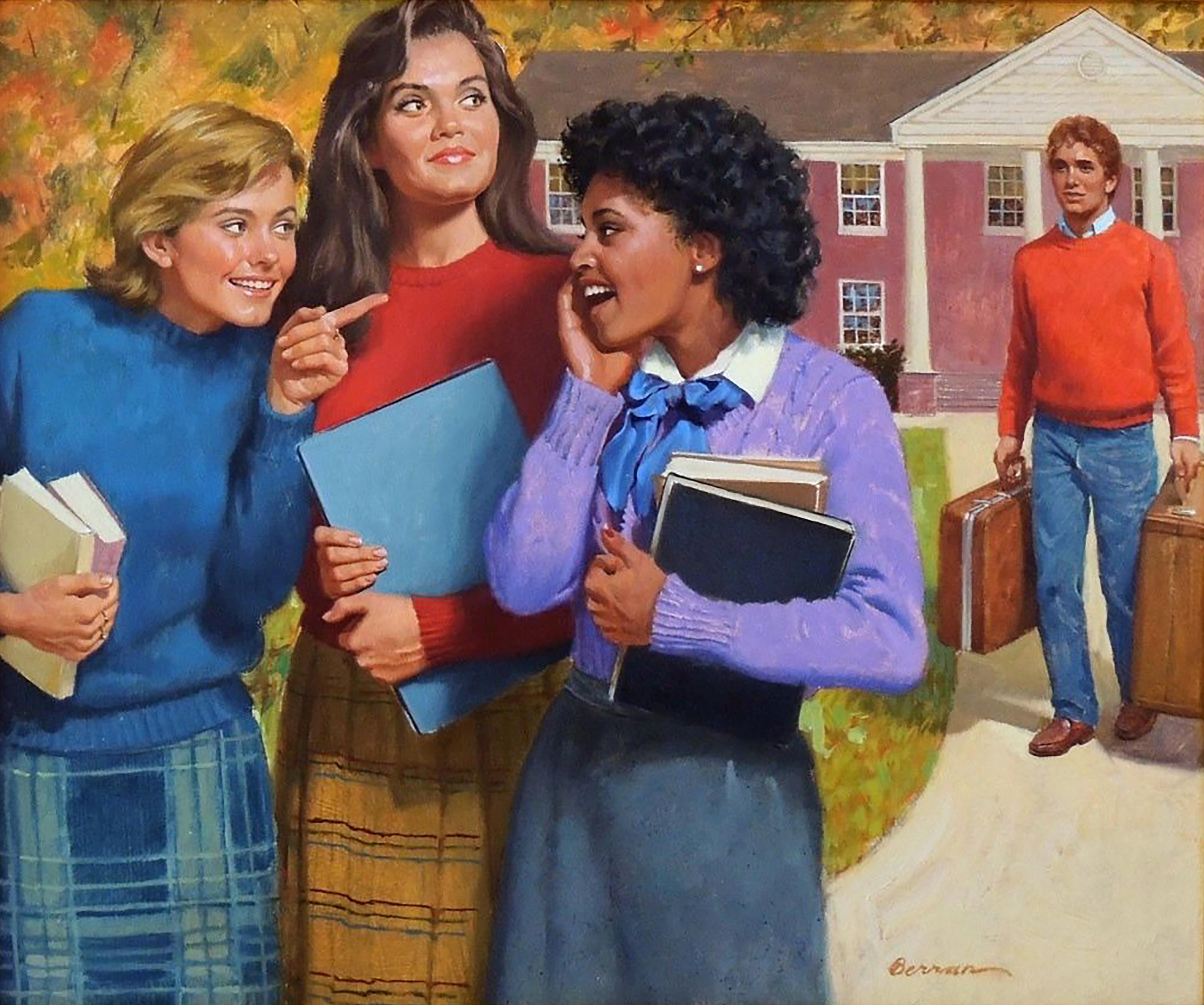 Robert Berran Figurative Painting - Here Come the Boys, The Girls of Canby Hall Book Cover