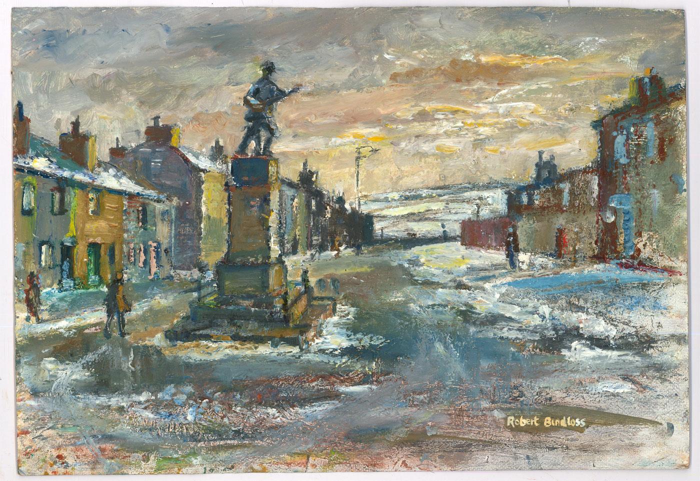 Robert Bindloss (nato nel 1939) - Olio del XX secolo, Inverno sulla strada 3