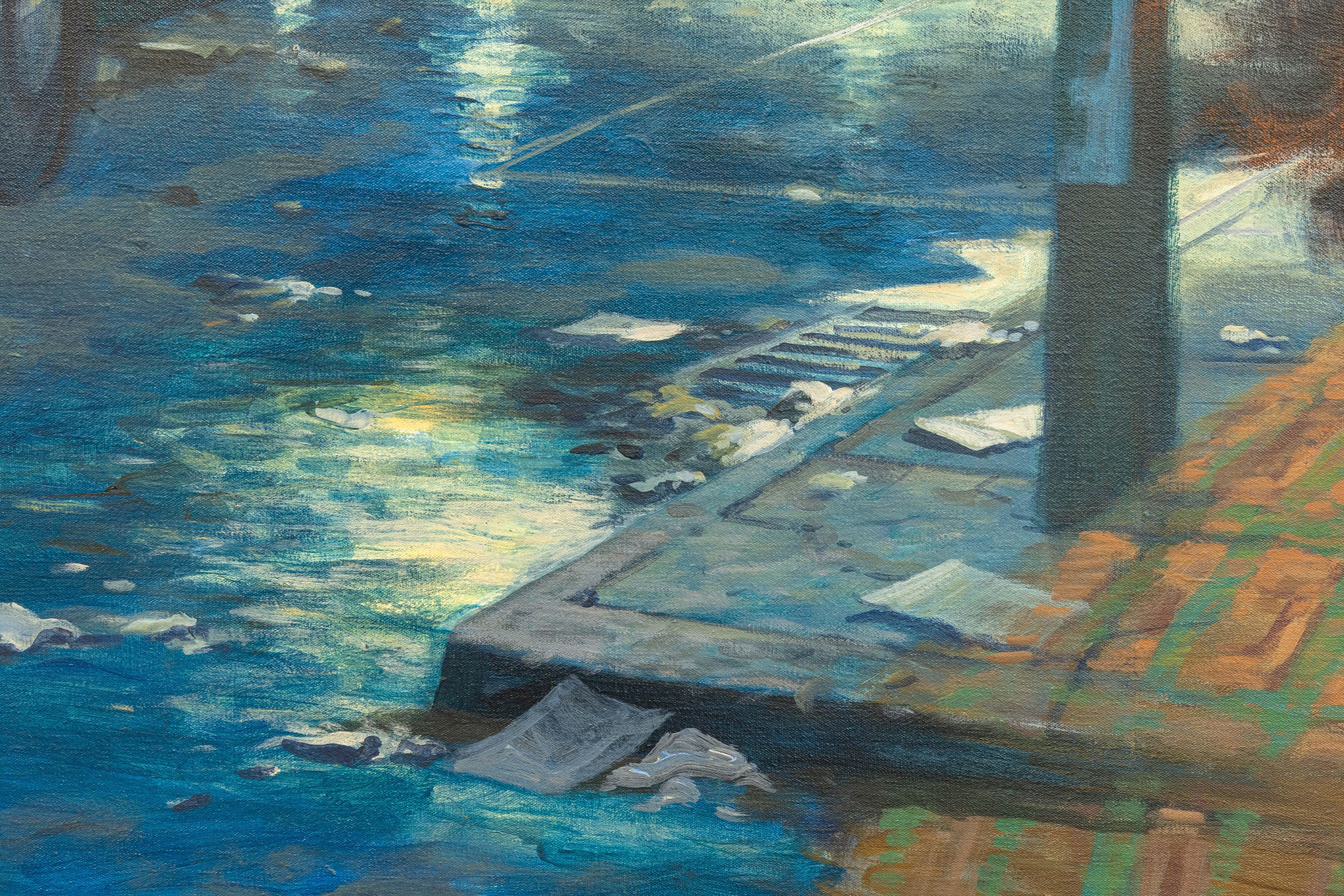 Robert Birmelin Signaling - The Displacement, signiertes Acrylgemälde 1985-86 im Zustand „Gut“ im Angebot in Keego Harbor, MI