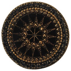 Robert Black Glass and Gold Metal Brooch by Robert