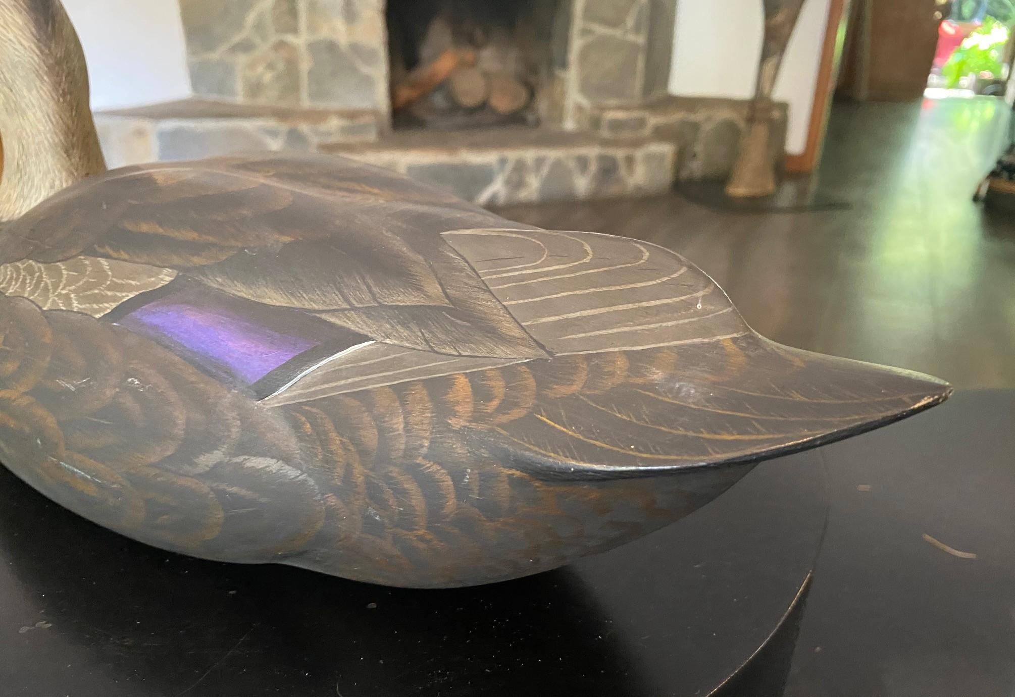 Robert Bob Kerr Signed Smith Falls Ontario Hand Carved Wood Duck Decoy For Sale 3