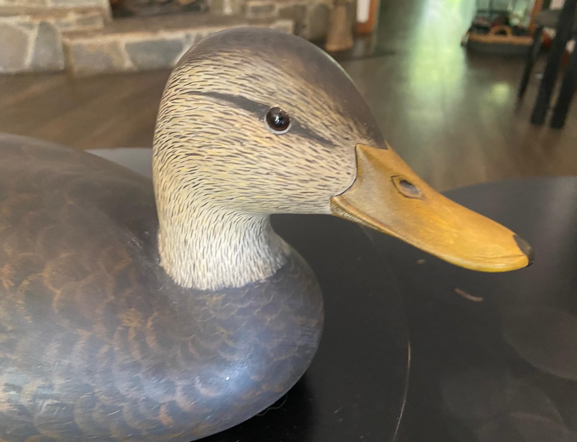 Robert Bob Kerr Signed Smith Falls Ontario Hand Carved Wood Duck Decoy For Sale 6