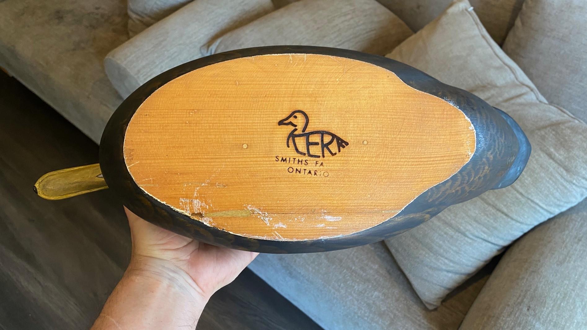 Robert Bob Kerr Signed Smith Falls Ontario Hand Carved Wood Duck Decoy For Sale 10