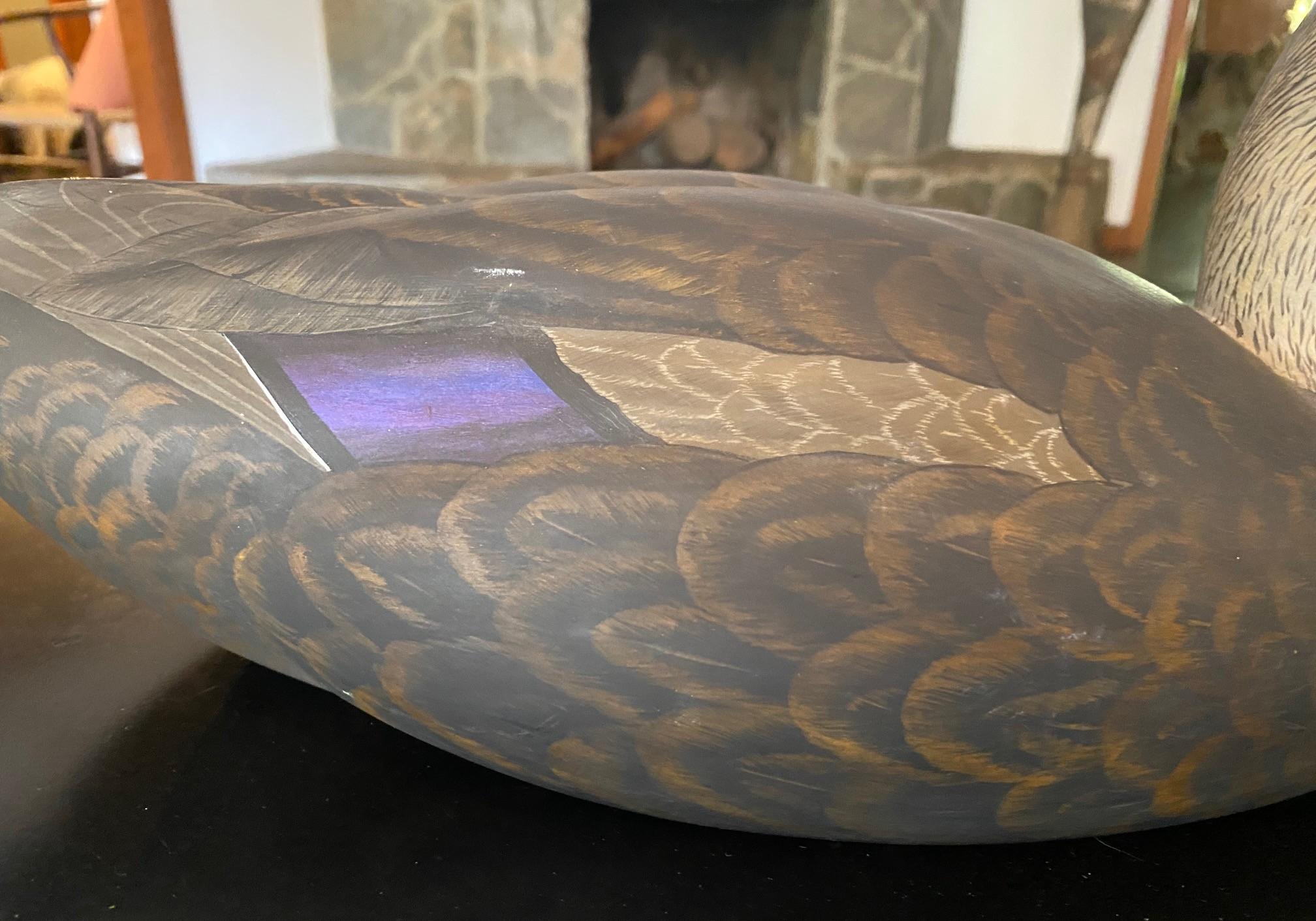 Canadian Robert Bob Kerr Signed Smith Falls Ontario Hand Carved Wood Duck Decoy For Sale