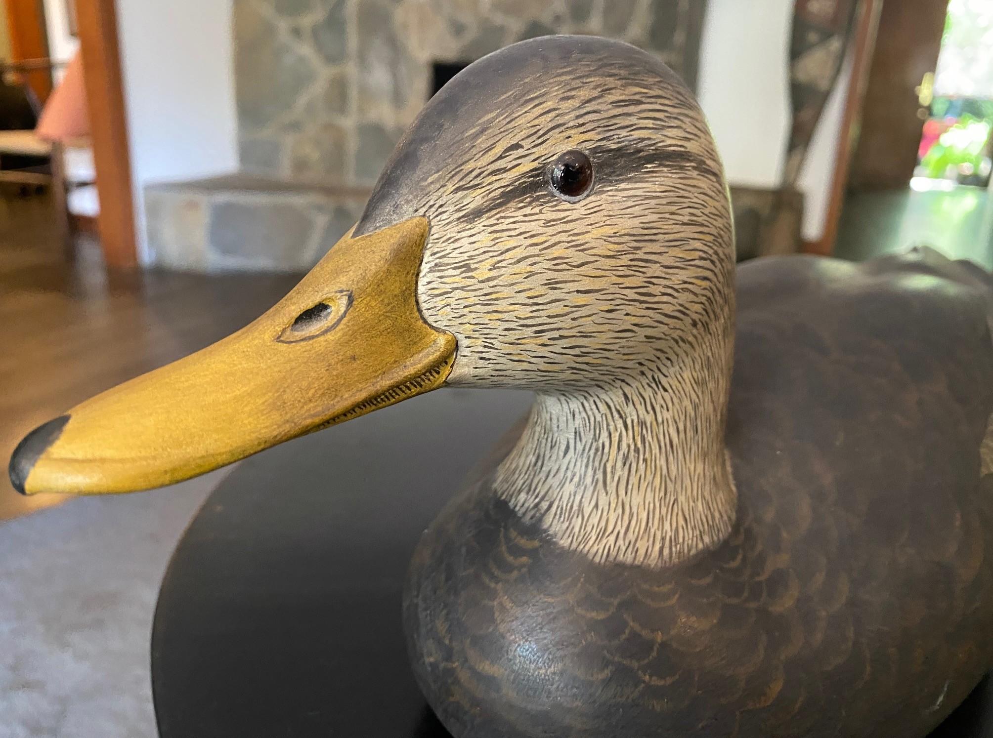 Robert Bob Kerr Signed Smith Falls Ontario Hand Carved Wood Duck Decoy For Sale 1