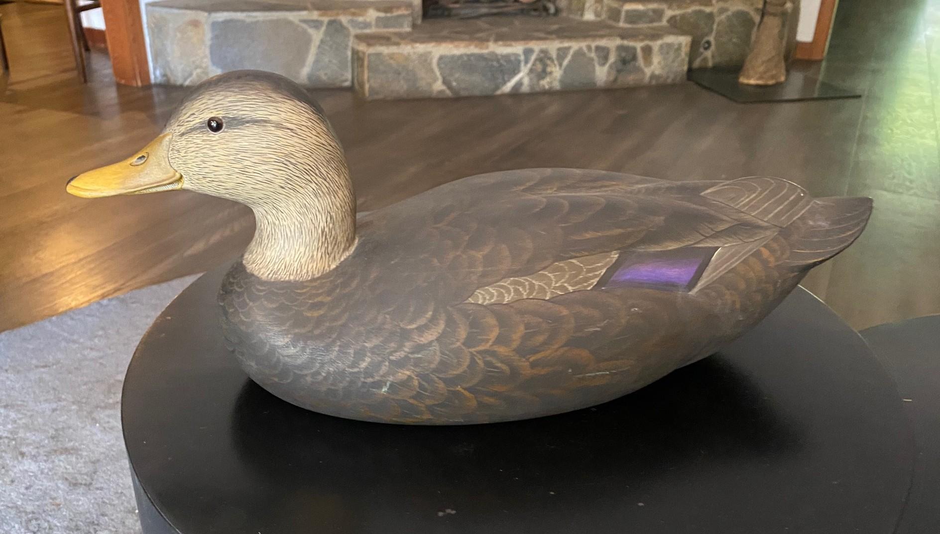 Robert Bob Kerr Signed Smith Falls Ontario Hand Carved Wood Duck Decoy For Sale 2