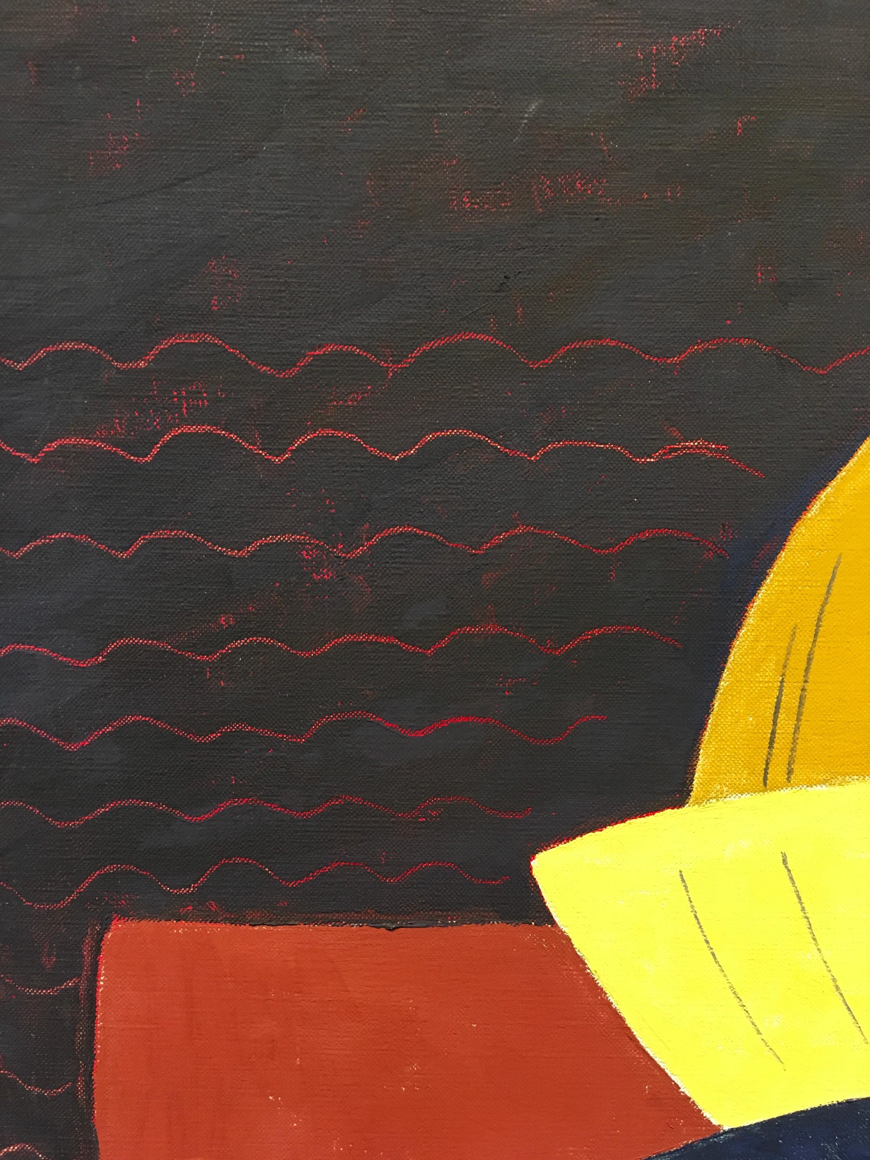 'Natura morta astratta di pesci' di Robert Bonaparte, Acrilico su lino - Painting di Robert Bonaparte 