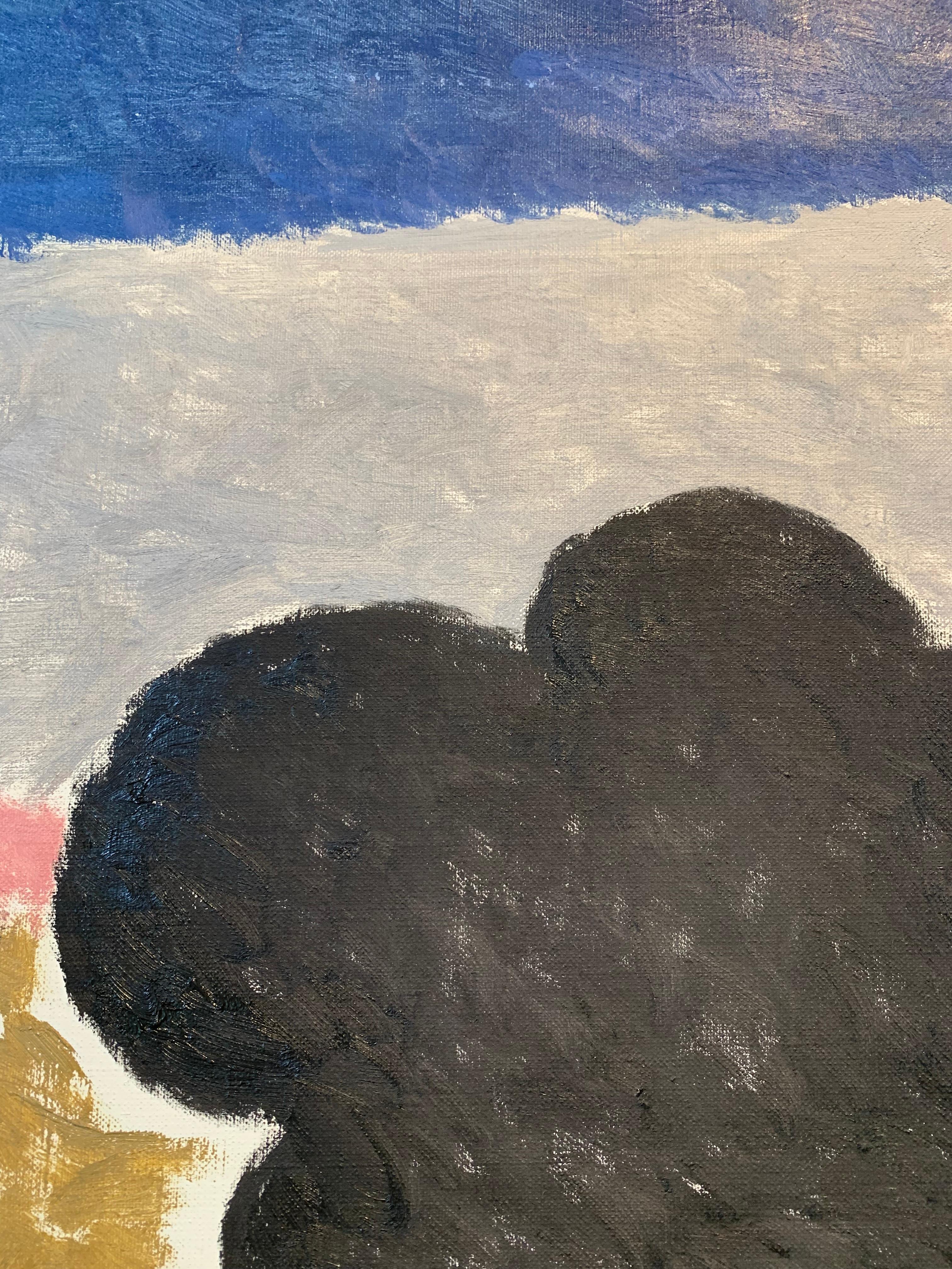 Questo dipinto ad olio su tela di Robert Bonaparte, incorniciato, misura 37