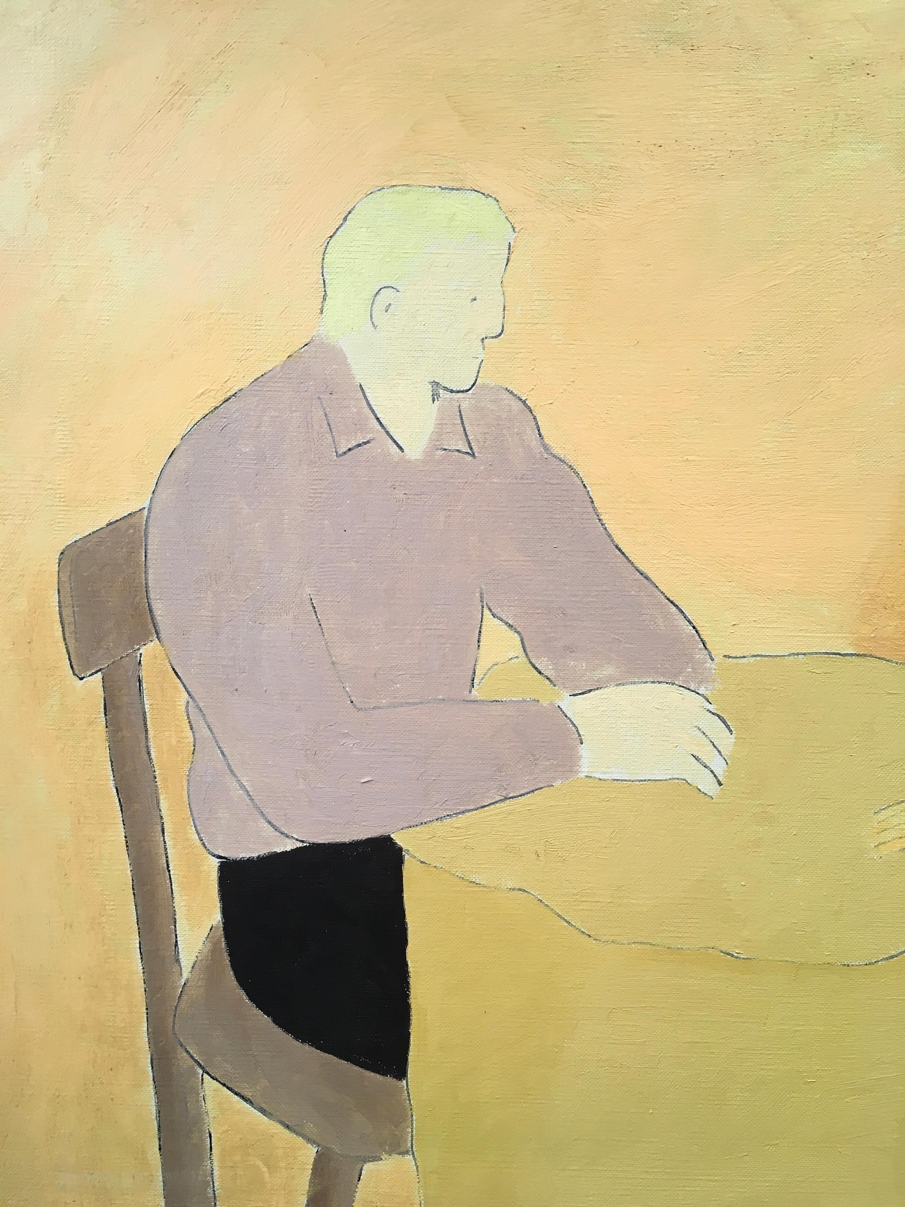 'Conversazione a cena', Olio su tela, di Robert Bonaparte - Painting di Robert Bonaparte 