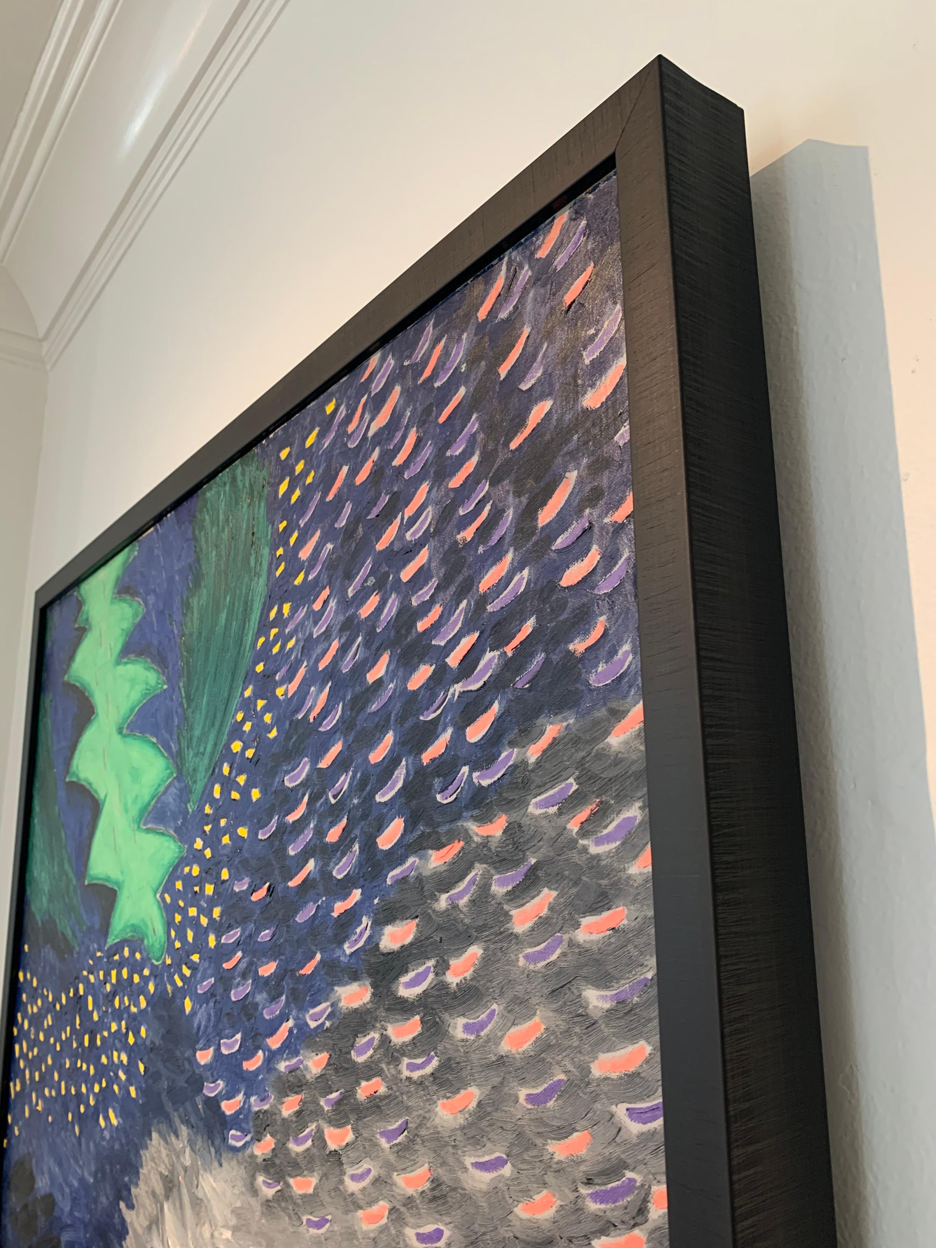 'Astrazione simbolica', Olio su lino, di Robert Bonaparte - Abstract Painting Blu di Robert Bonaparte 