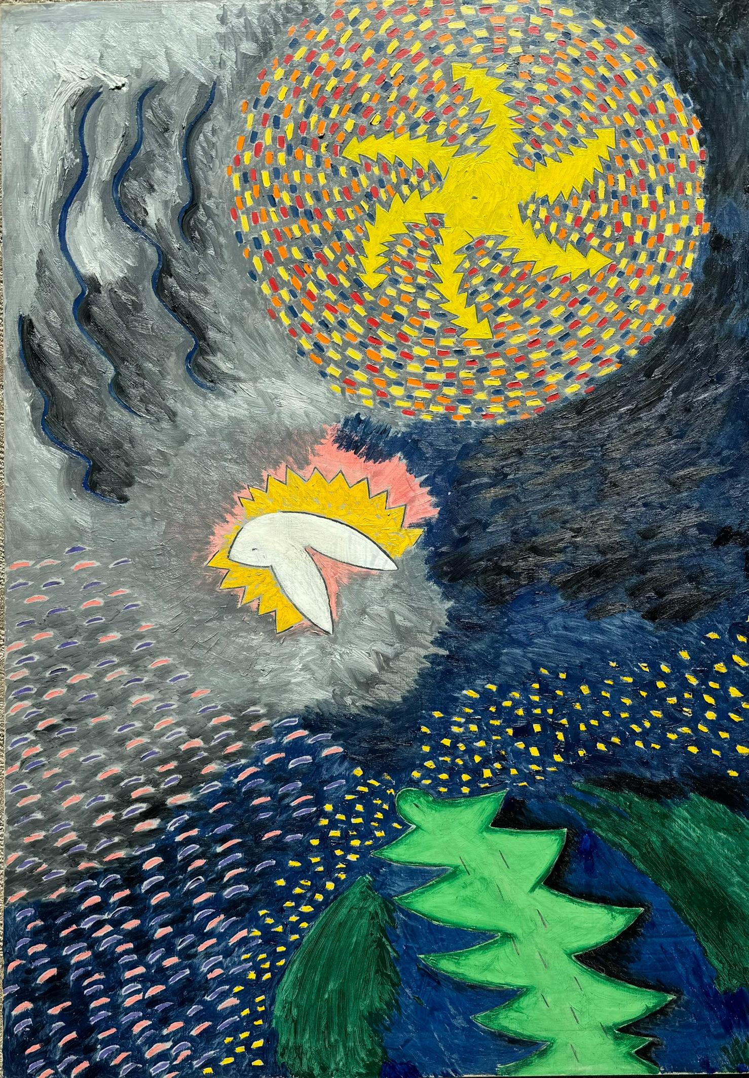 Abstract Painting di Robert Bonaparte  - 'Astrazione simbolica', Olio su lino, di Robert Bonaparte