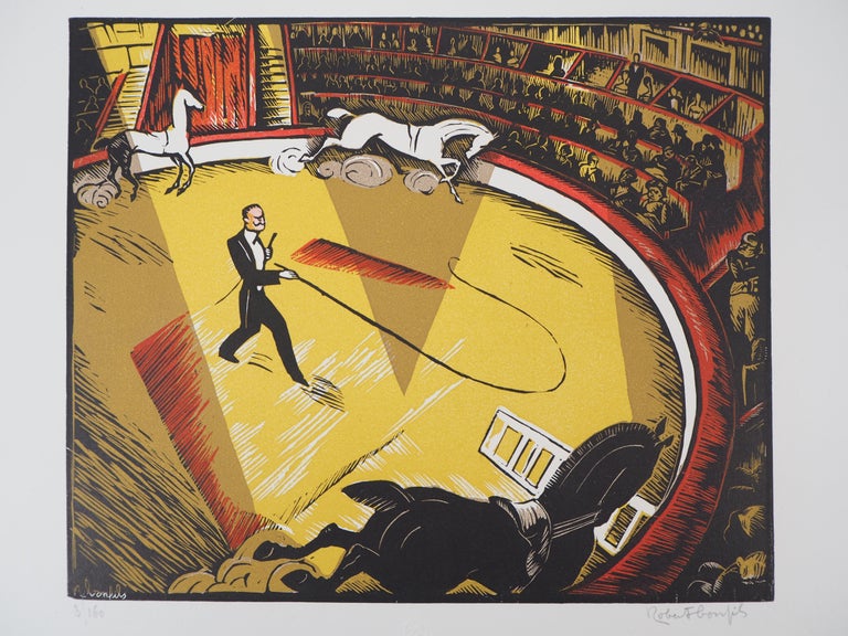 Robert Bonfils Animal Print - At the Circus - Original wooodcut, Handsigned