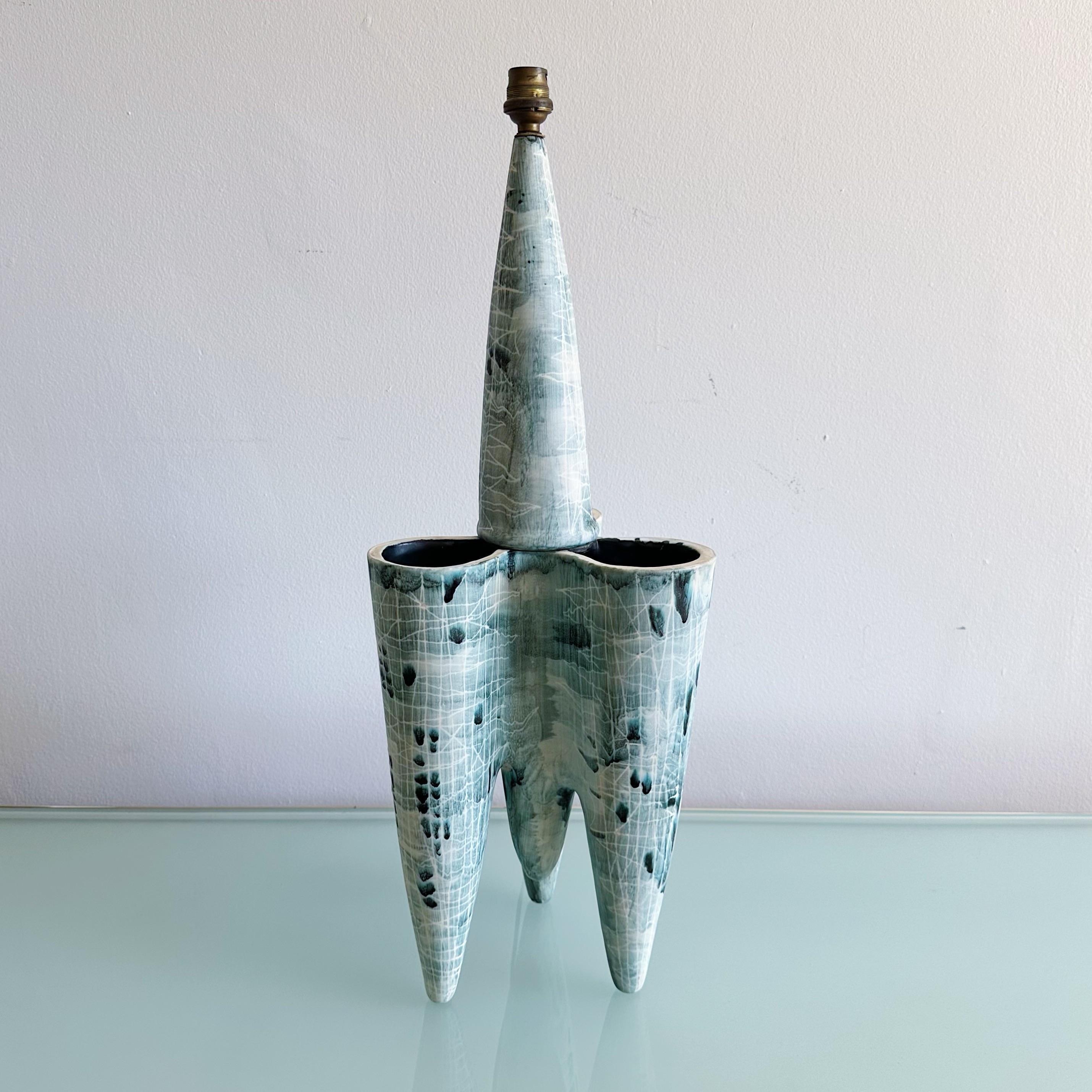 Robert Bonnefille Dit Bonfil Ceramic Lamp, France, 1960s In Good Condition For Sale In West Palm Beach, FL