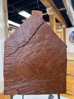 Sculpture House concettuale Sedia in legno scuro con venature marroni Metallo con unghie profonde