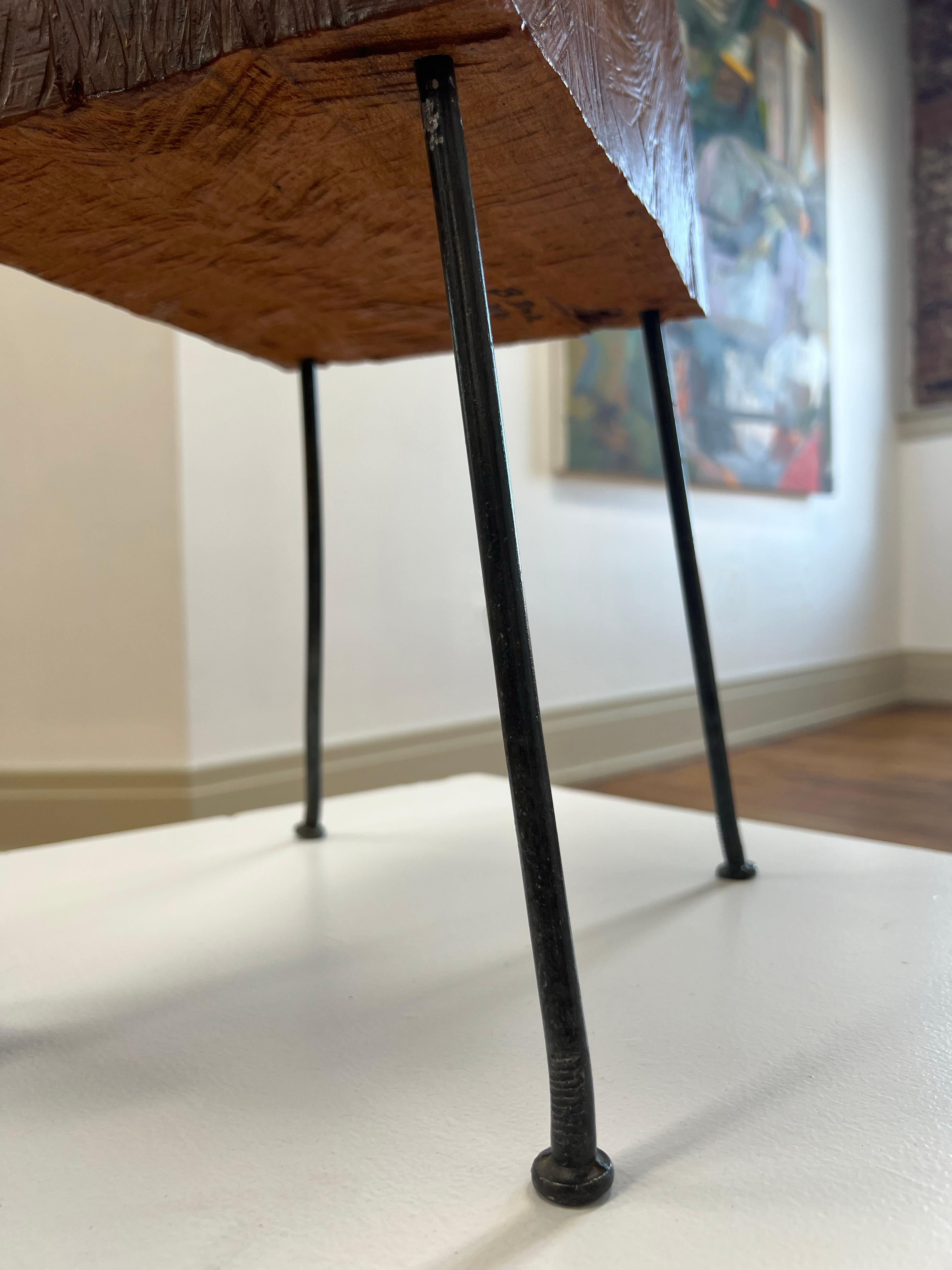 Conceptual House Sculpture Dark Wood Chair Brown Grain Metal Deep Nail Unique For Sale 1