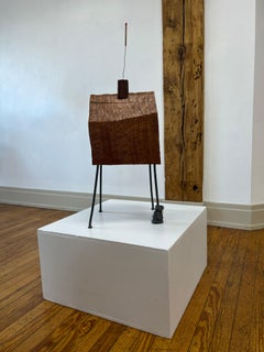 Conceptual House Sculpture Dark Wood Chair Brown Grain Metal Deep Nail Unique