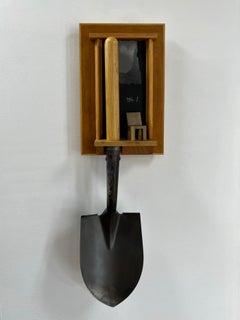 Conceptual Shovel Wall Sculpture Frame Chair Chalk Brown Black