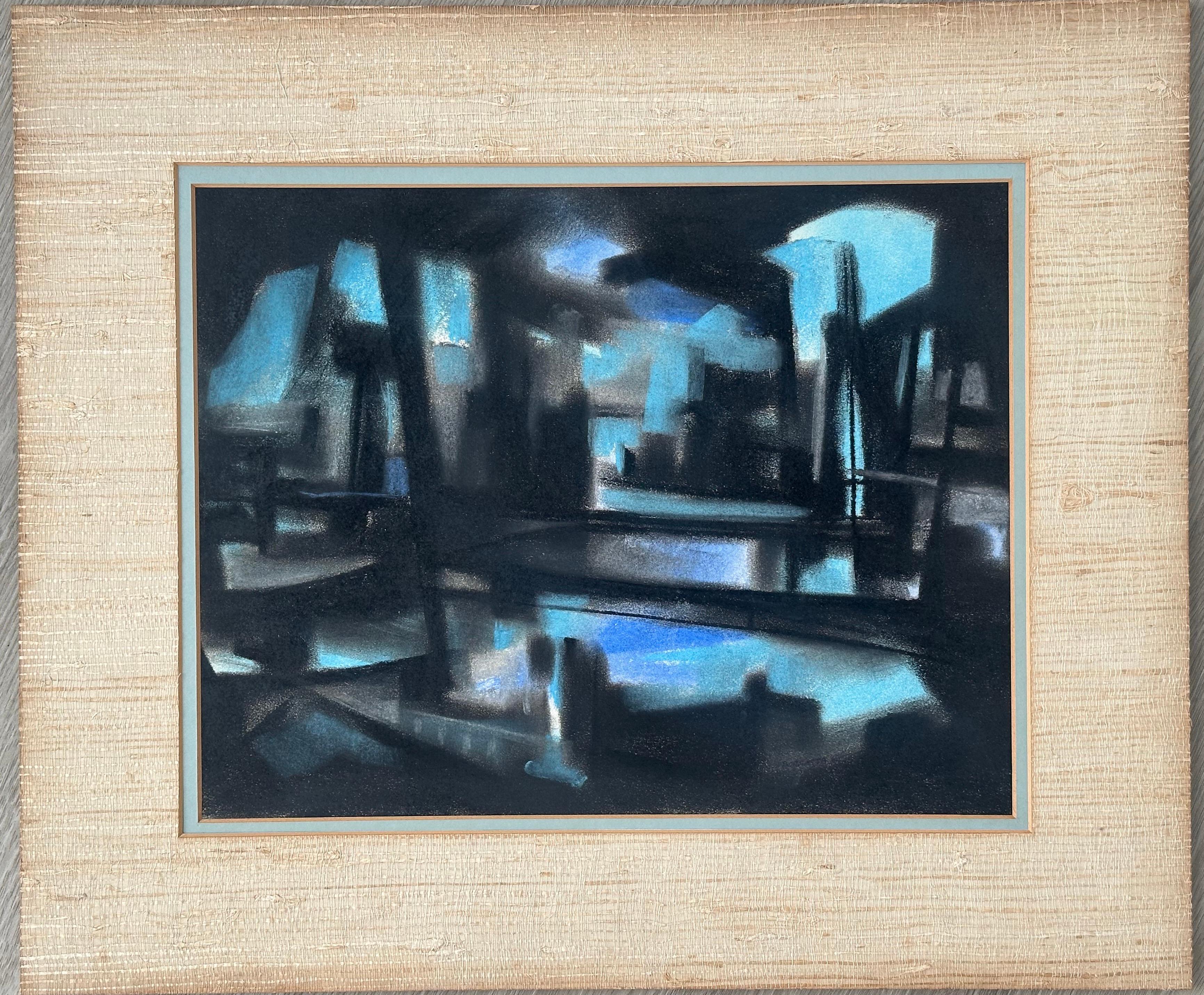 Abstrakt-expressionistische industrielle Flusslandschaft (kubanisch-amerikanischer Künstler) – Painting von Robert Borgatta