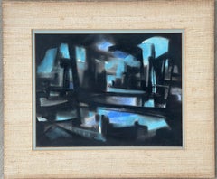 Abstract Expressionist Industrial River Landscape (Cuban American artist)