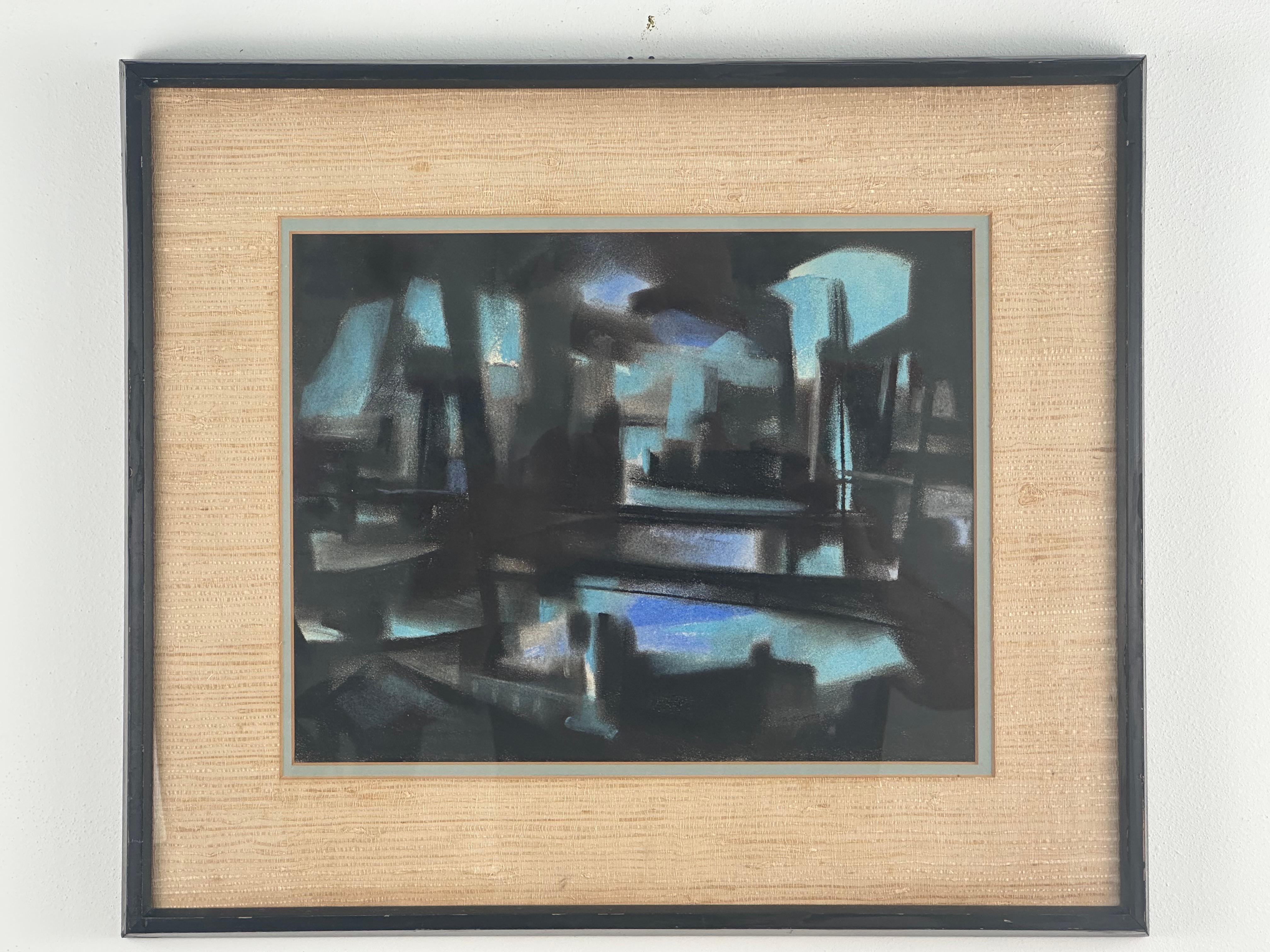 Abstrakt-expressionistische industrielle Flusslandschaft (kubanisch-amerikanischer Künstler) (Abstrakter Expressionismus), Painting, von Robert Borgatta