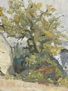 ILLES FRANÇAIS - PROVENCE LANDSCAPE PASTEL COLORS GREEN OCHRE LANDSCAPE