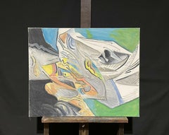 Robert Bouille Large French Abstract Modernist Colour Forms Oil Painting