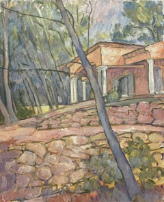 ROBERT BOUILLE (1926-2021) FRENCH IMPRESSIONIST OIL - PROVENCAL MAS IN LANDSCAPE