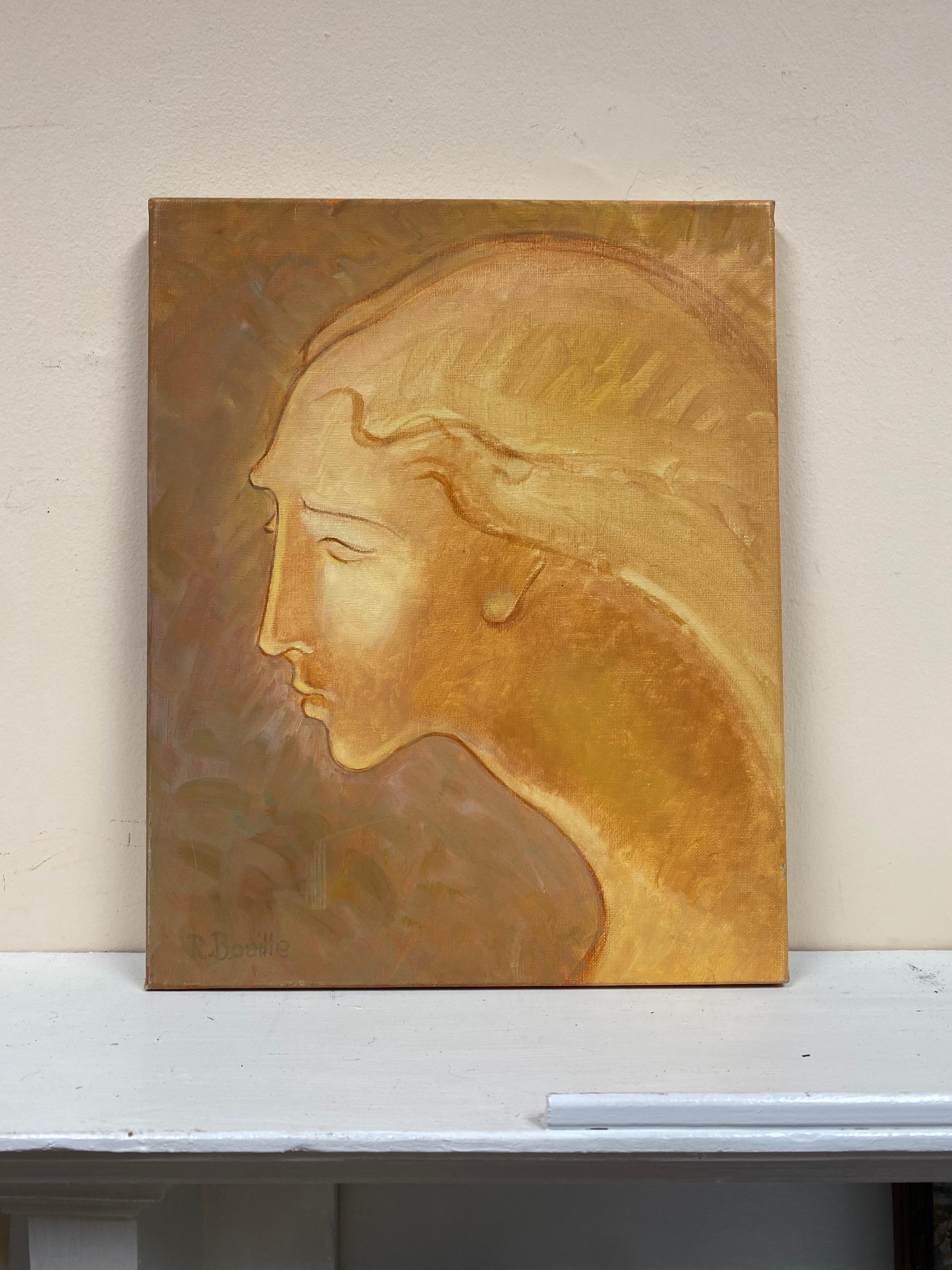 ROBERT BOUILLE (1926-2021) LARGE FRENCH MYTHOLOGICAL OIL - HEAD PORTRAIT - Painting by Robert Bouille