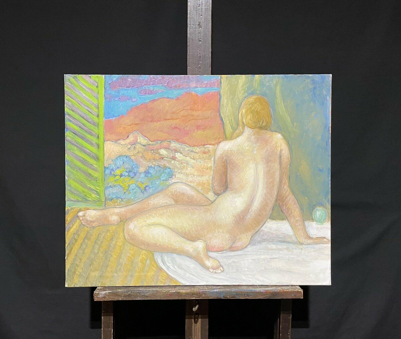 ROBERT BOUILLE (1926-2021) GRANDE OLIO FRANCESE - NUDO CLASSICO ALLA FINESTRA IN PROVENZA - Painting di Robert Bouille