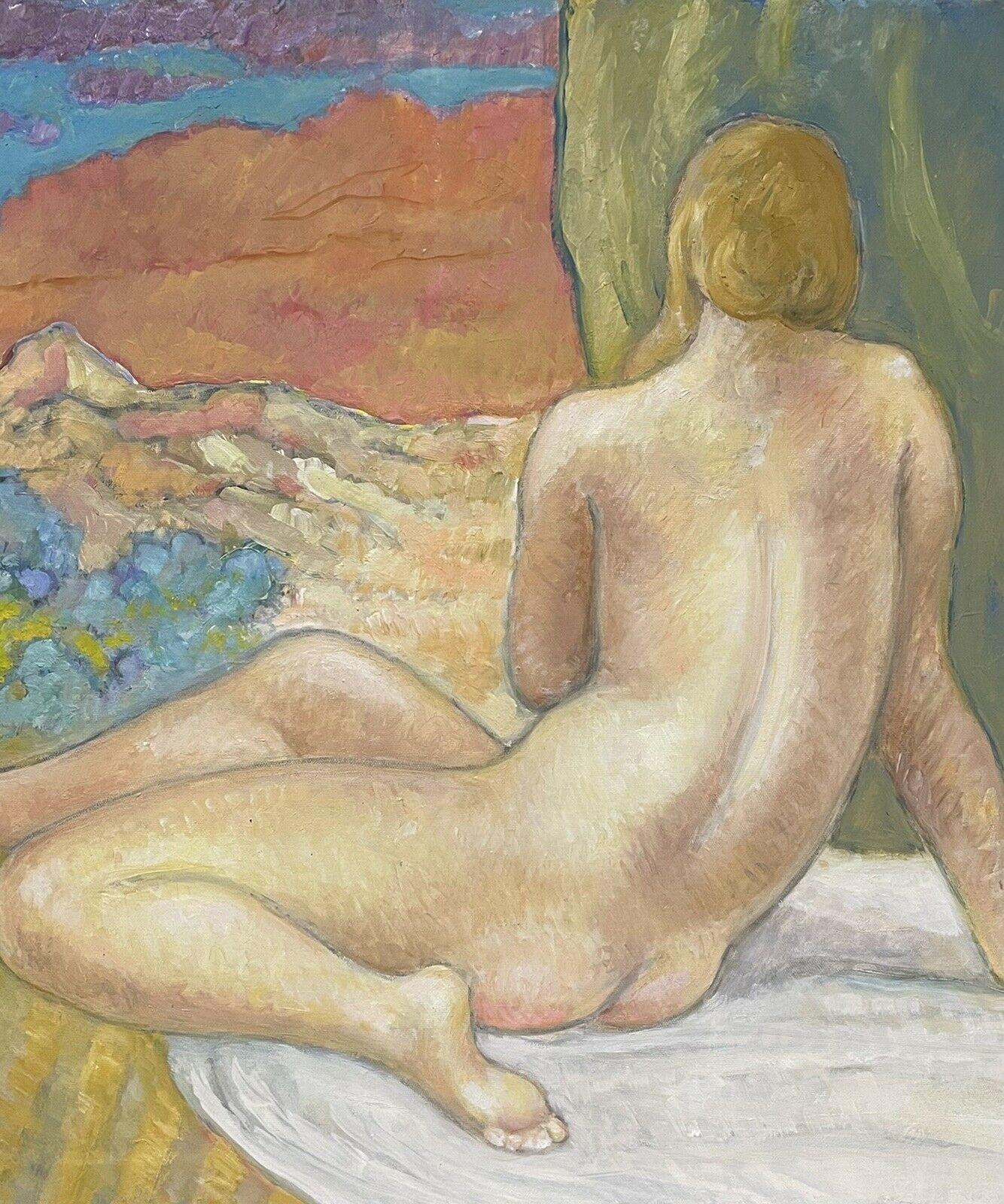 ROBERT BOUILLE (1926-2021) GRANDE OLIO FRANCESE - NUDO CLASSICO ALLA FINESTRA IN PROVENZA - Painting Surrealismo di Robert Bouille