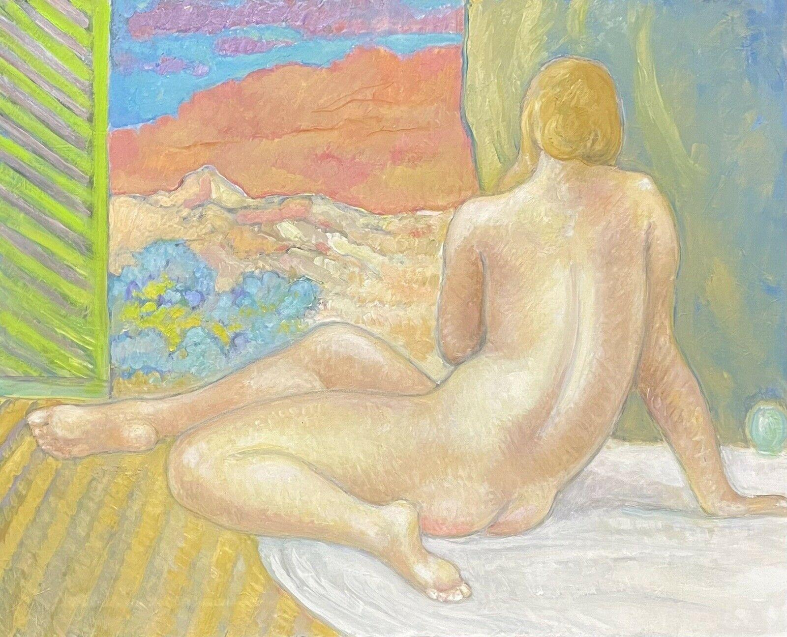 ROBERT BOUILLE (1926-2021) LARGE FRENCH OIL - CLASSICAL NUDE IN PROVENCE WINDOW