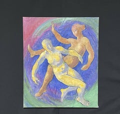ROBERT BOUILLE (1926-2021) LARGE FRENCH SURREALIST OIL - NUDE FIGURES FLOATING