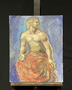 ROBERT BOUILLE (1926-2021) LARGE SURREALIST OIL PORTRAIT MUSCULAR NUDE MODEL