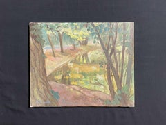 ROBERT BOUILLE (1926-2021) SIGNED FRENCH IMPRESSIONIST OIL - WOODLAND POND
