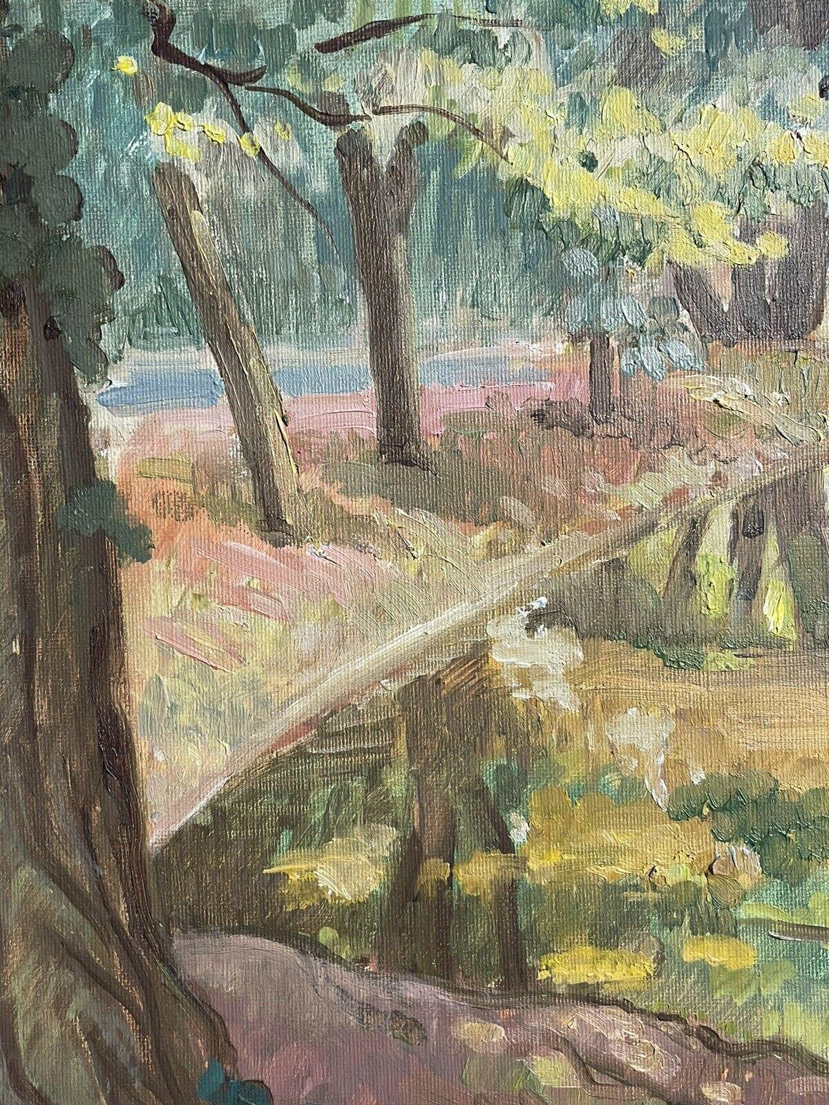 ROBERT BOUILLE (1926-2021) PIÈCE D' IMPRESSIONNISTE FRANÇAIS SIGNÉE - POINÇONS DE WOODLAND - Marron Landscape Painting par Robert Bouille