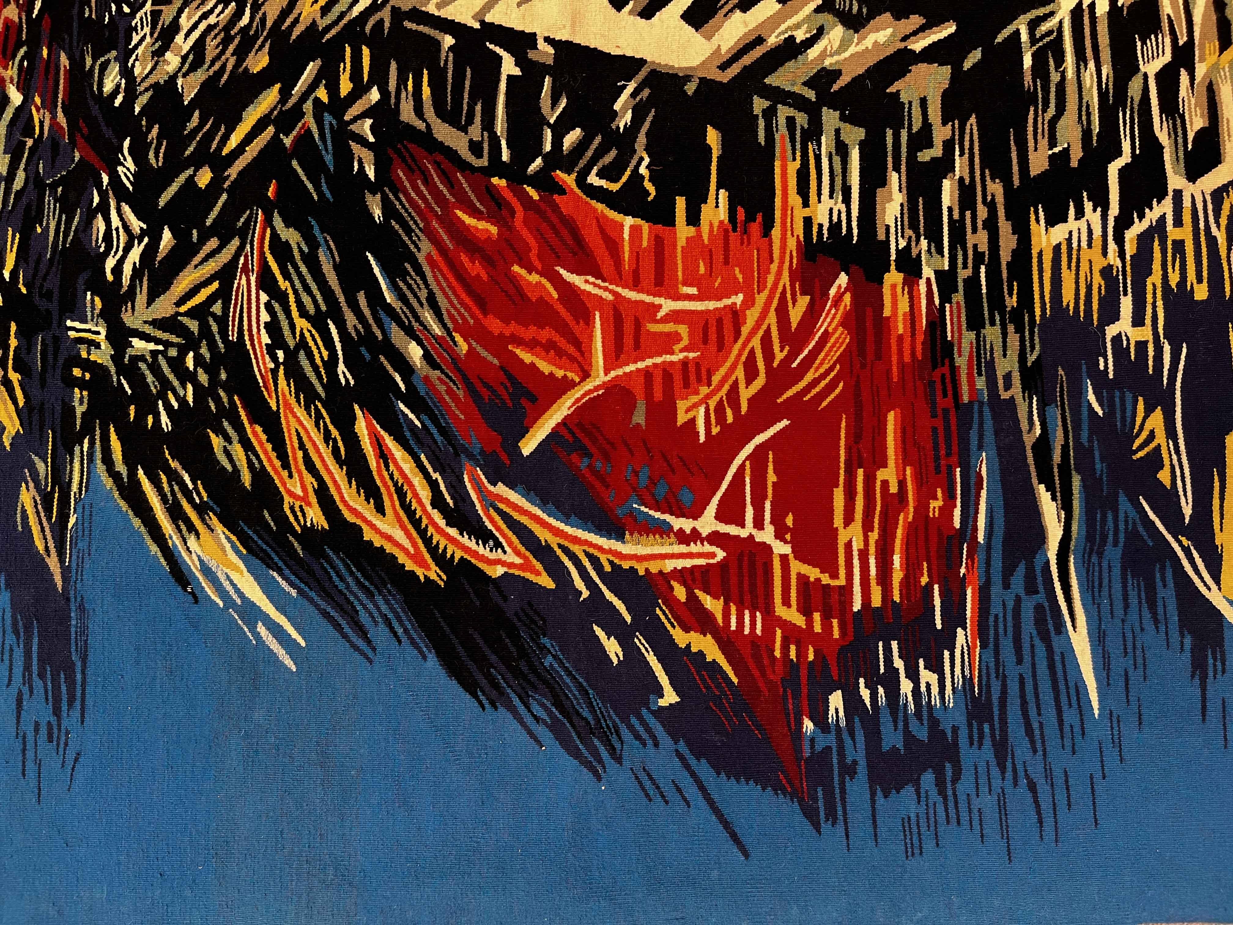 Tissé à la main Robert Bouquillon (1923-2013), l'ange de la musique - Tapisserie d'Aubusson - n° 1015 en vente