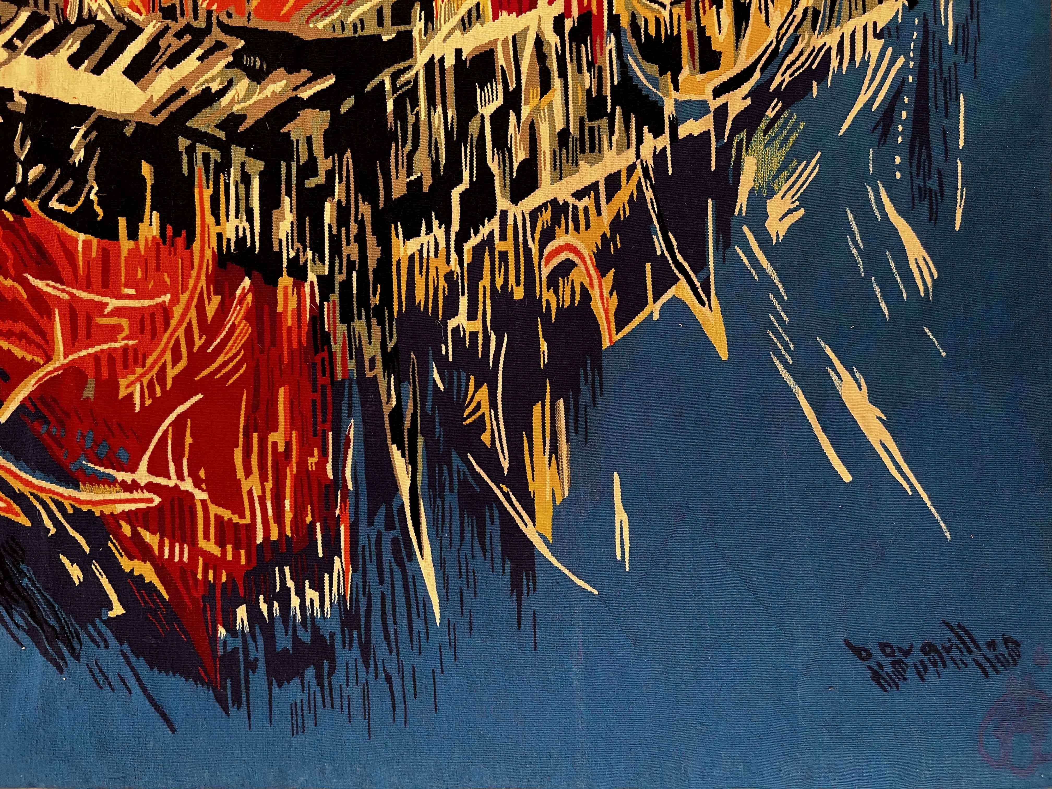 Robert Bouquillon (1923-2013), l'ange de la musique - Tapisserie d'Aubusson - n° 1015 Excellent état - En vente à Paris, FR