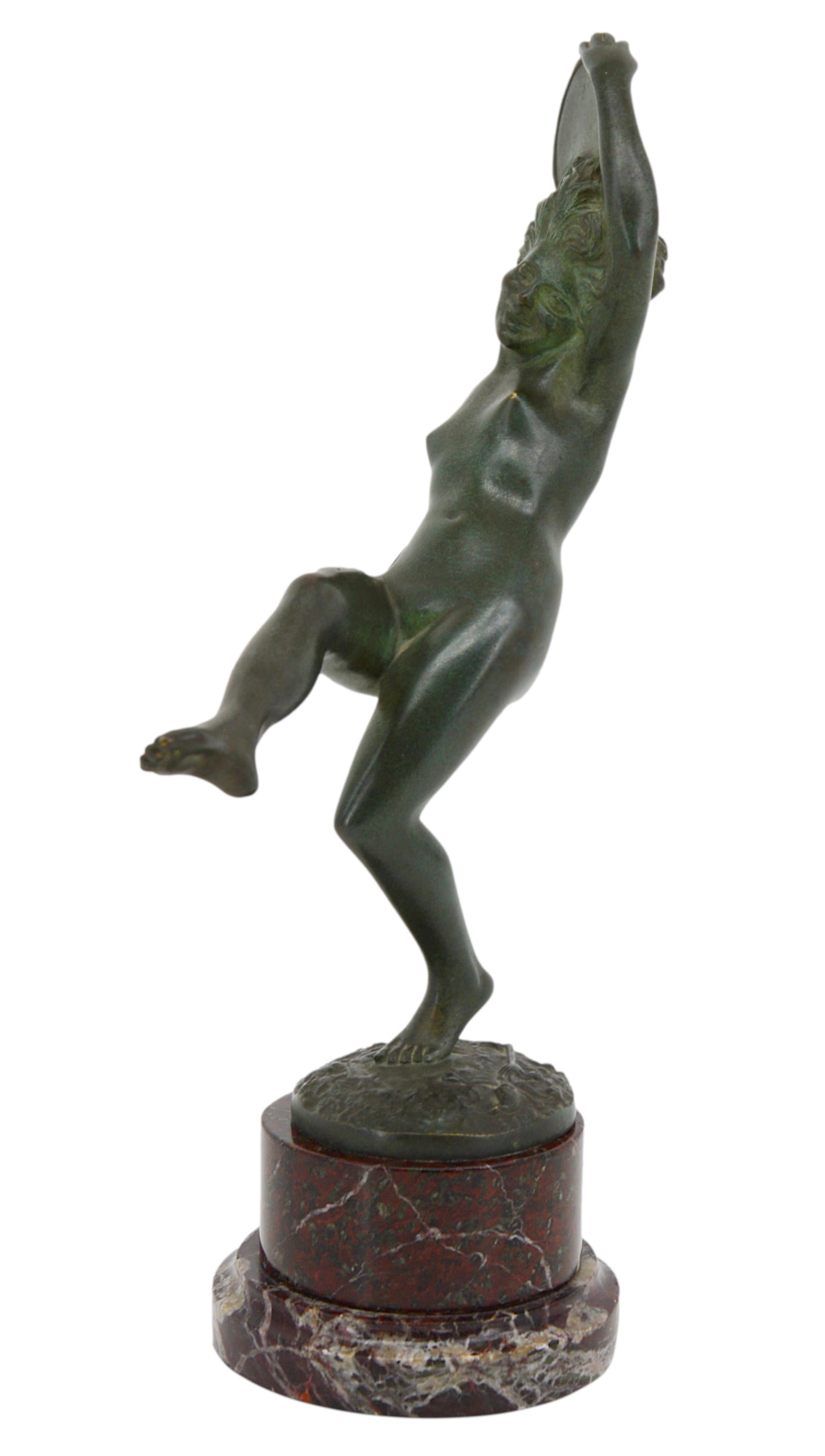 Francese Robert Bousquet, scultura in bronzo Art Déco francese con ballerina, fine anni '10 del XX secolo in vendita