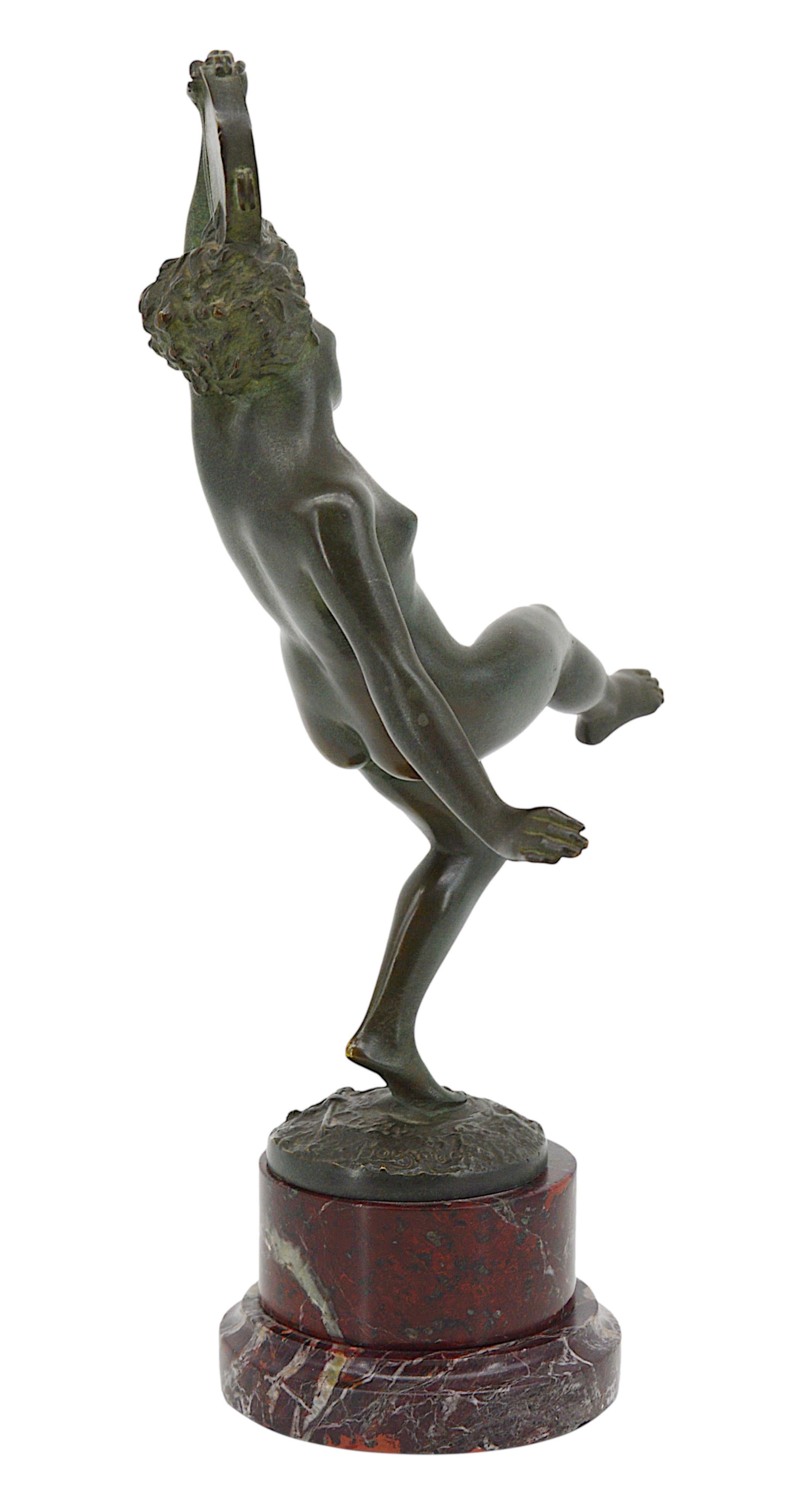 Französische Art-Déco-Bronze-Tänzer-Skulptur von Robert Bousquet, späte 1910er Jahre im Angebot 1