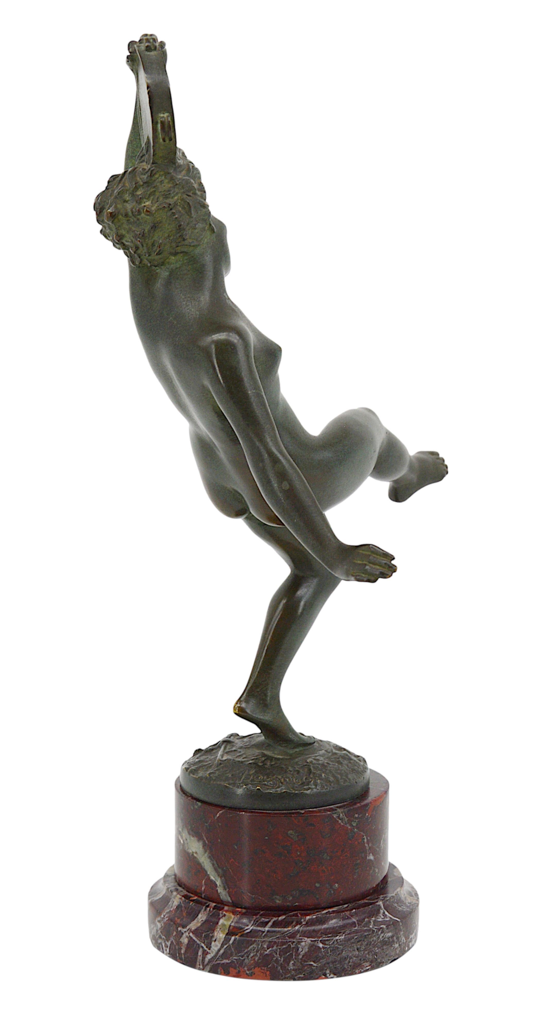 Bronzo Robert Bousquet, scultura in bronzo Art Déco francese con ballerina, fine anni '10 del XX secolo in vendita