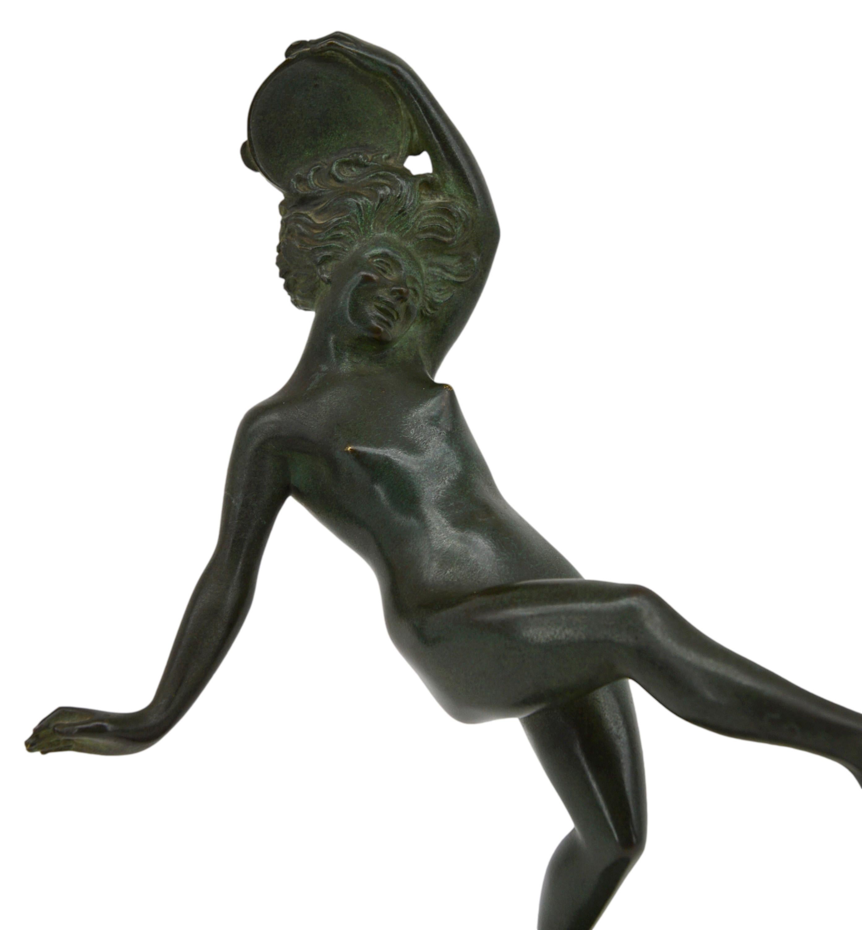 Robert Bousquet, scultura in bronzo Art Déco francese con ballerina, fine anni '10 del XX secolo in vendita 1