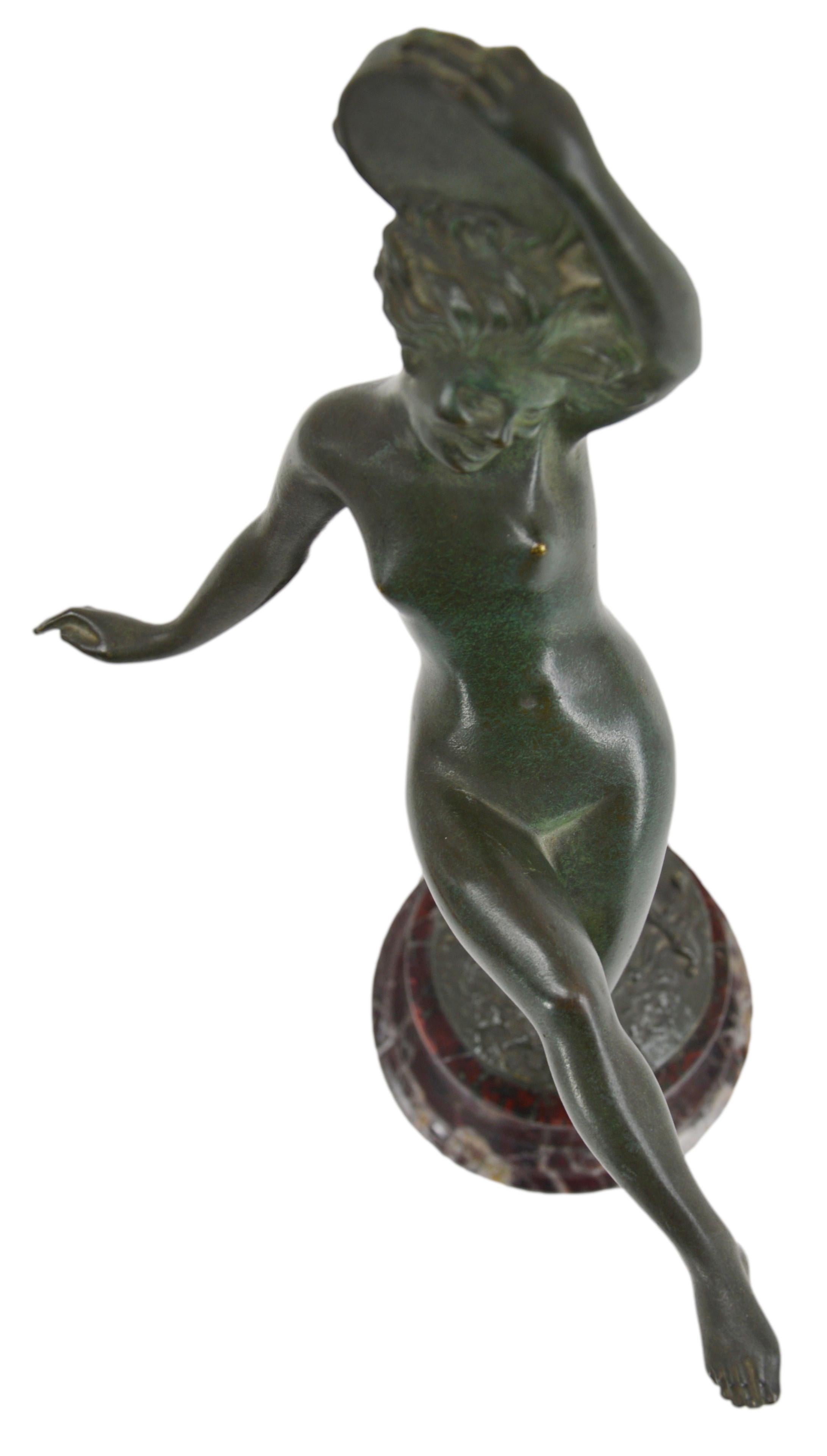 Französische Art-Déco-Bronze-Tänzer-Skulptur von Robert Bousquet, späte 1910er Jahre im Angebot 4