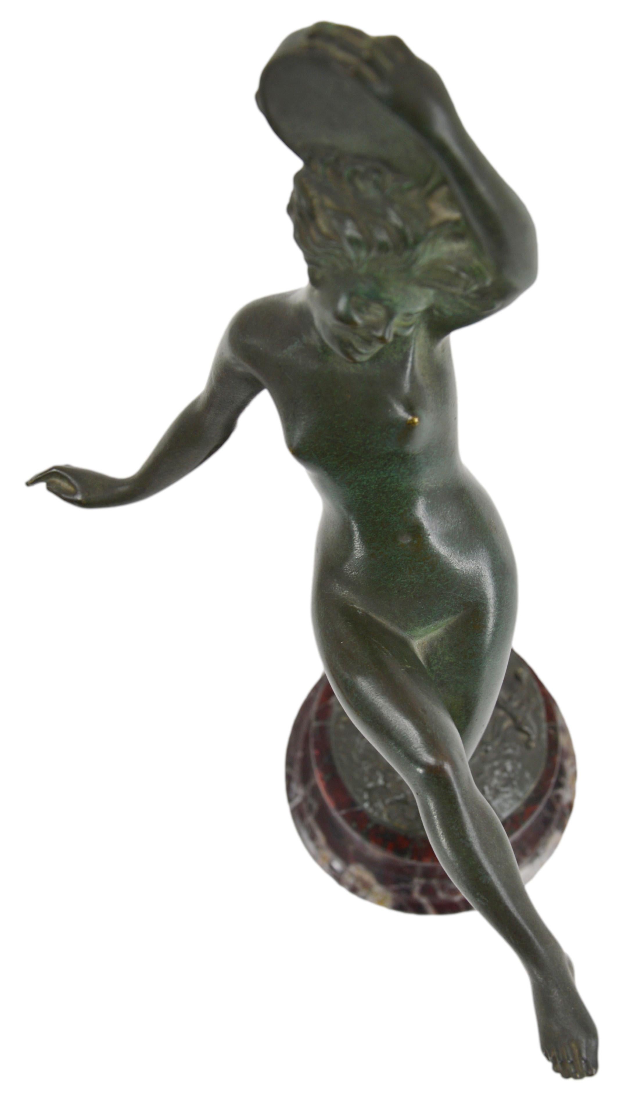 Robert Bousquet, scultura in bronzo Art Déco francese con ballerina, fine anni '10 del XX secolo in vendita 3