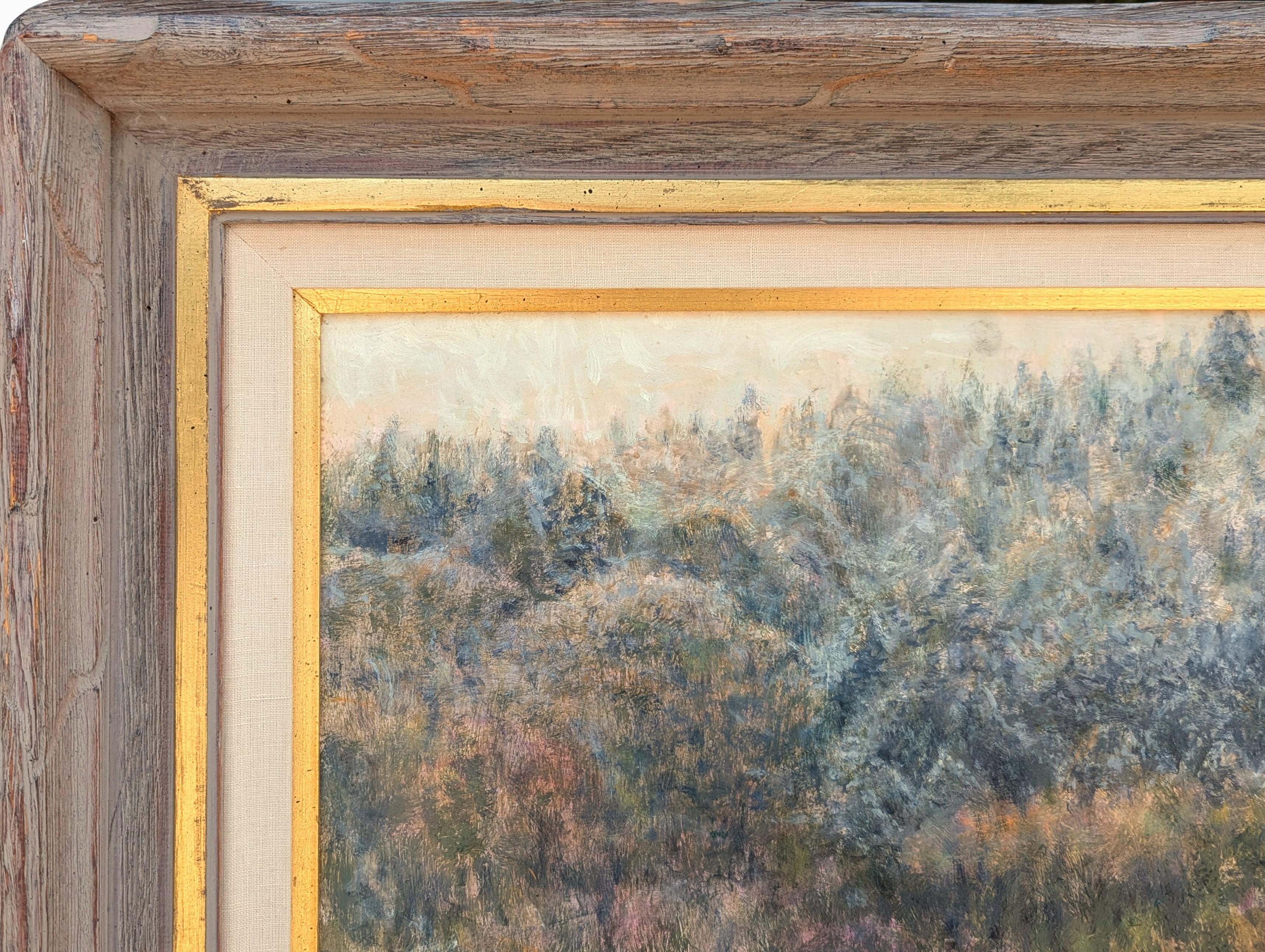 First Snowfall Naturalistische Wintergebirge-Landschaft eines Flusses durch Bäume (Naturalismus), Painting, von Robert Boyle